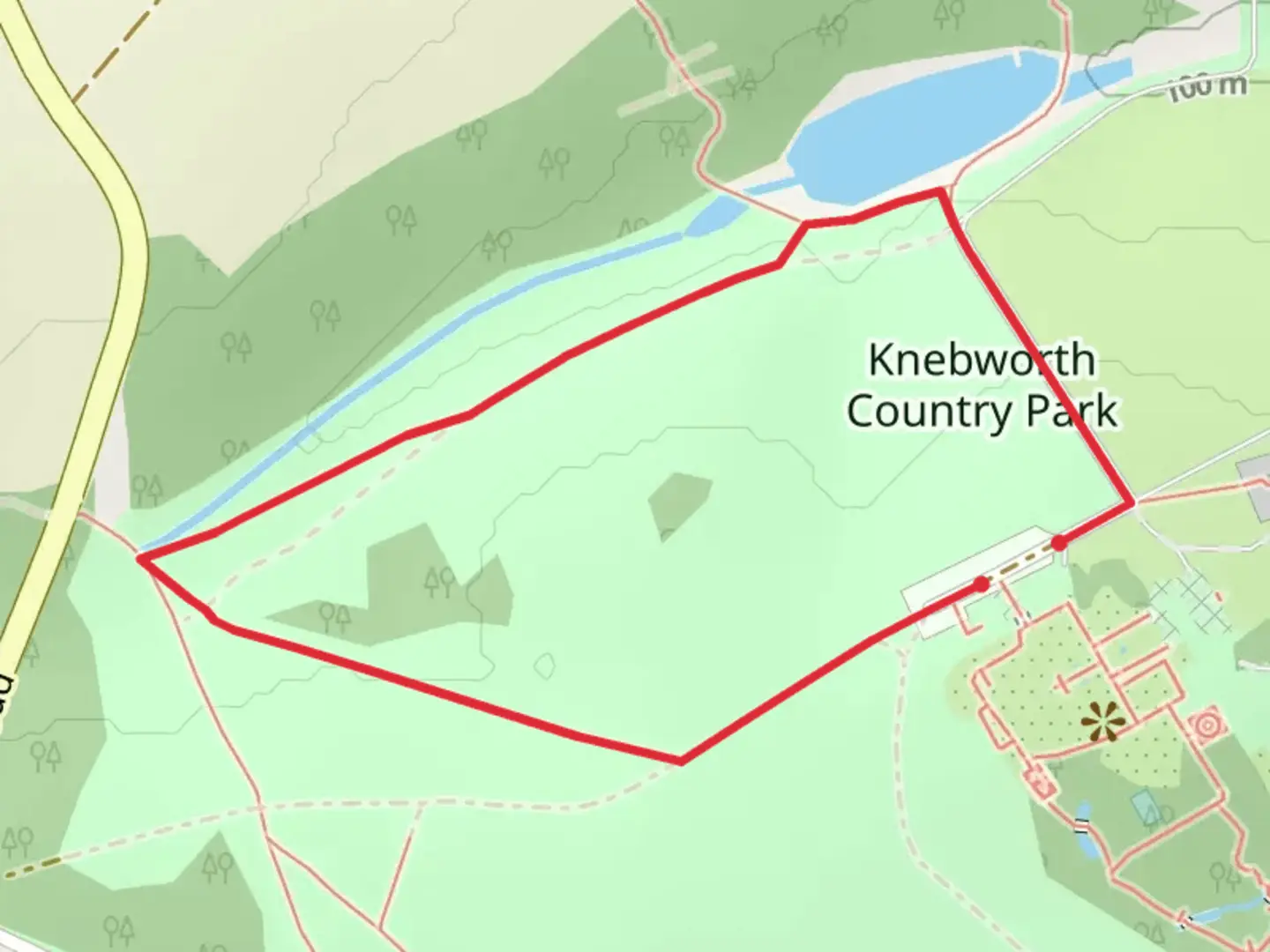 An image depicting the trail Knebworth Country Park Loop and its surrounding area.