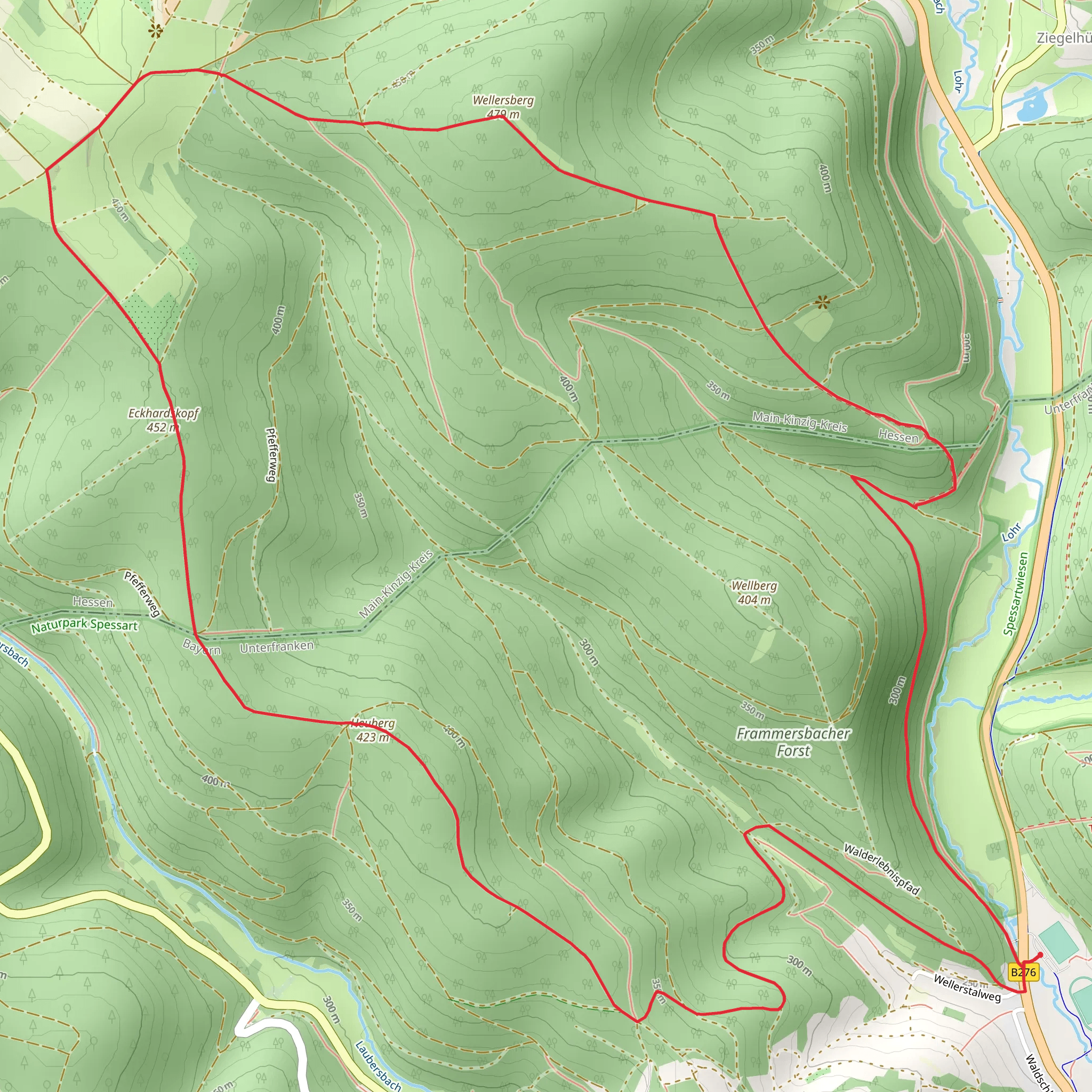 Wellersberg via Frammersbach mobile static map