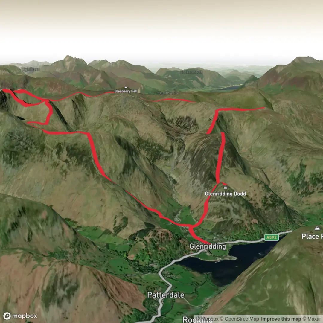 An image depicting the trail A Glenridding Circuit and its surrounding area.