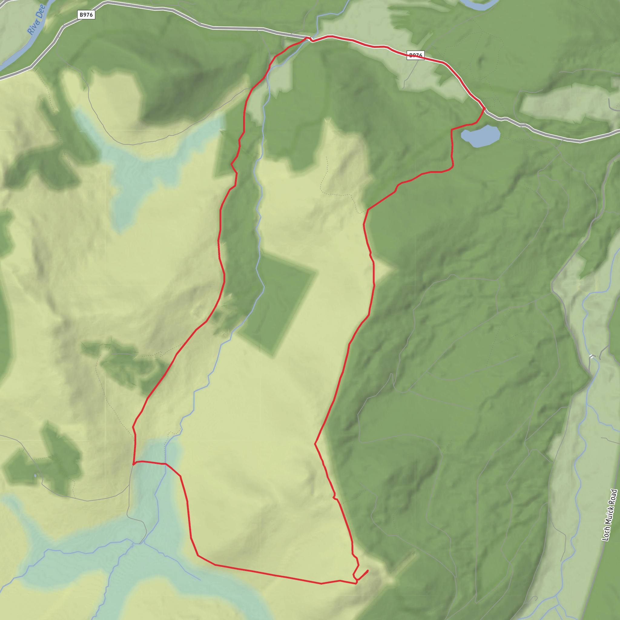 Loch Ullachie and The Coyles of Muick Loop mobile static map