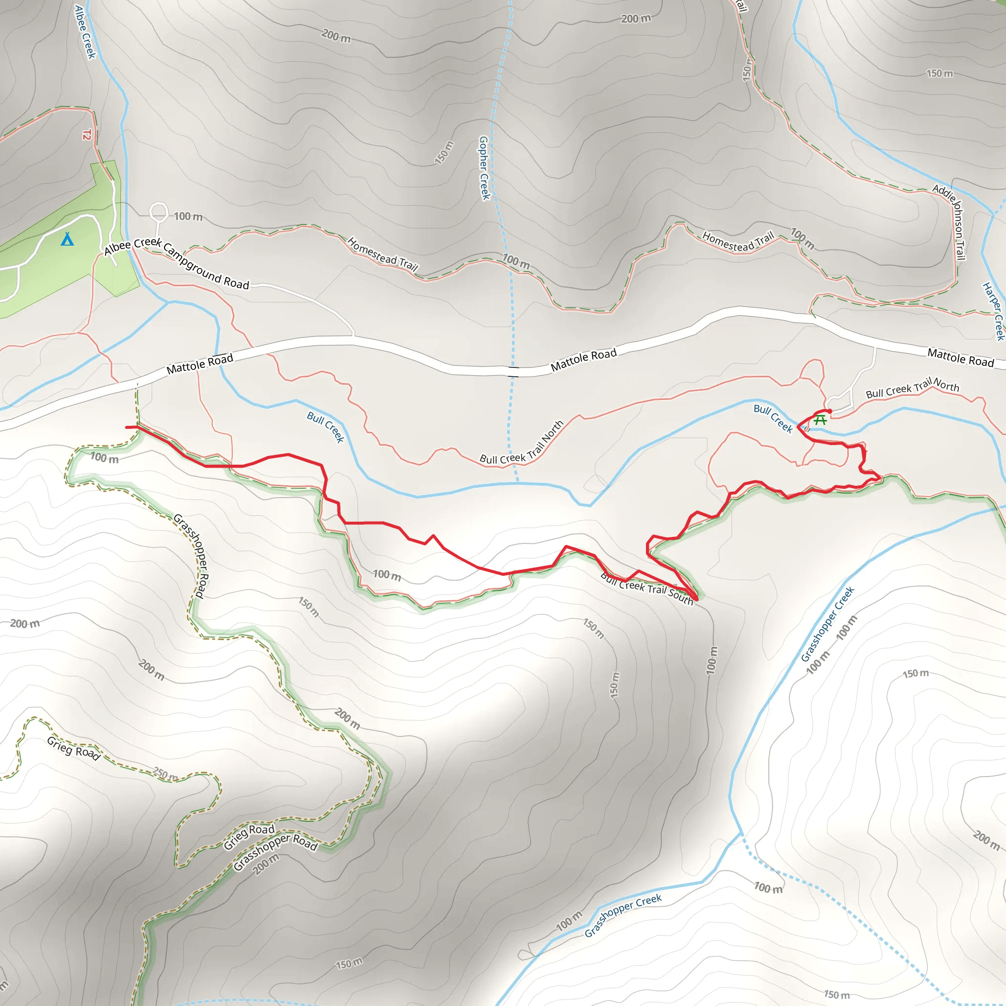 Bull Creek South Trail mobile static map