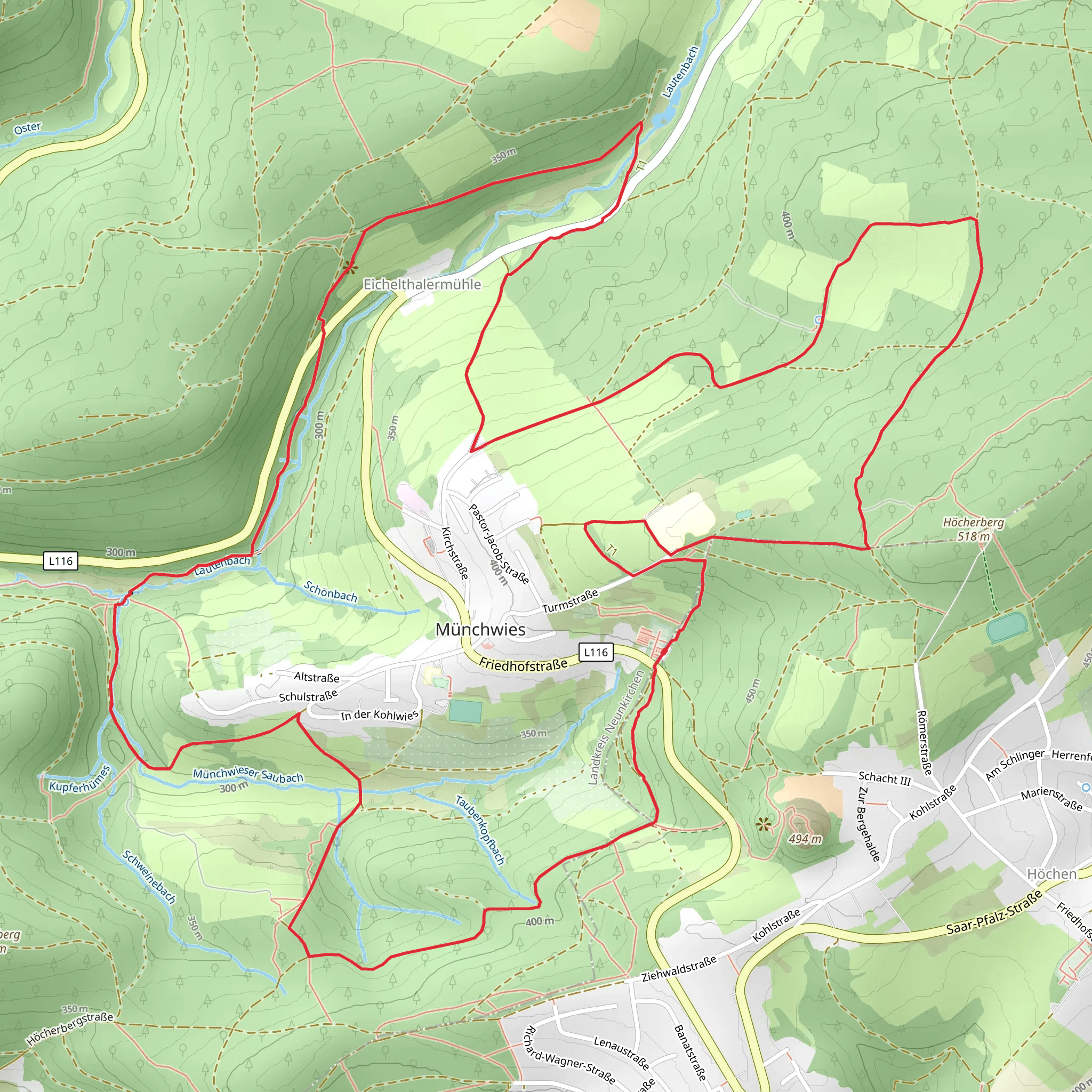 Münchwies Loop via Eichelthaler Muhle mobile static map