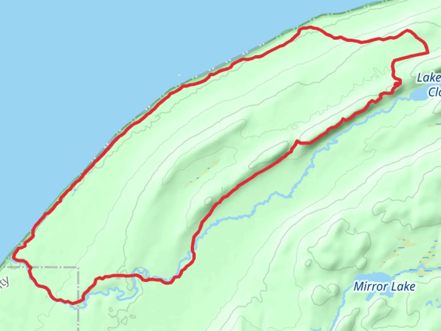 An image depicting the trail LaFayette and Miscowawbic Peak via Lake Superior Trail and its surrounding area.