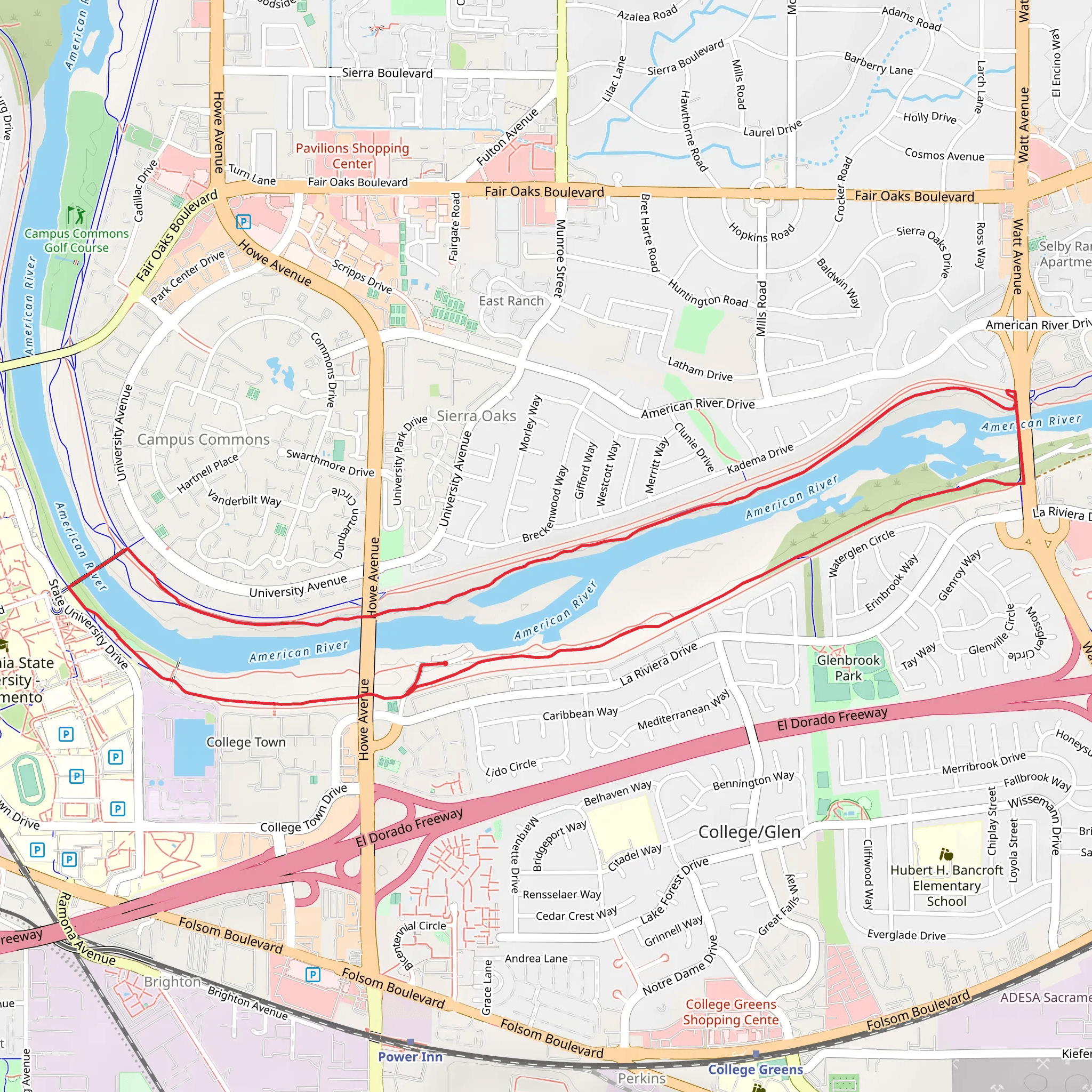 American River Loop mobile static map