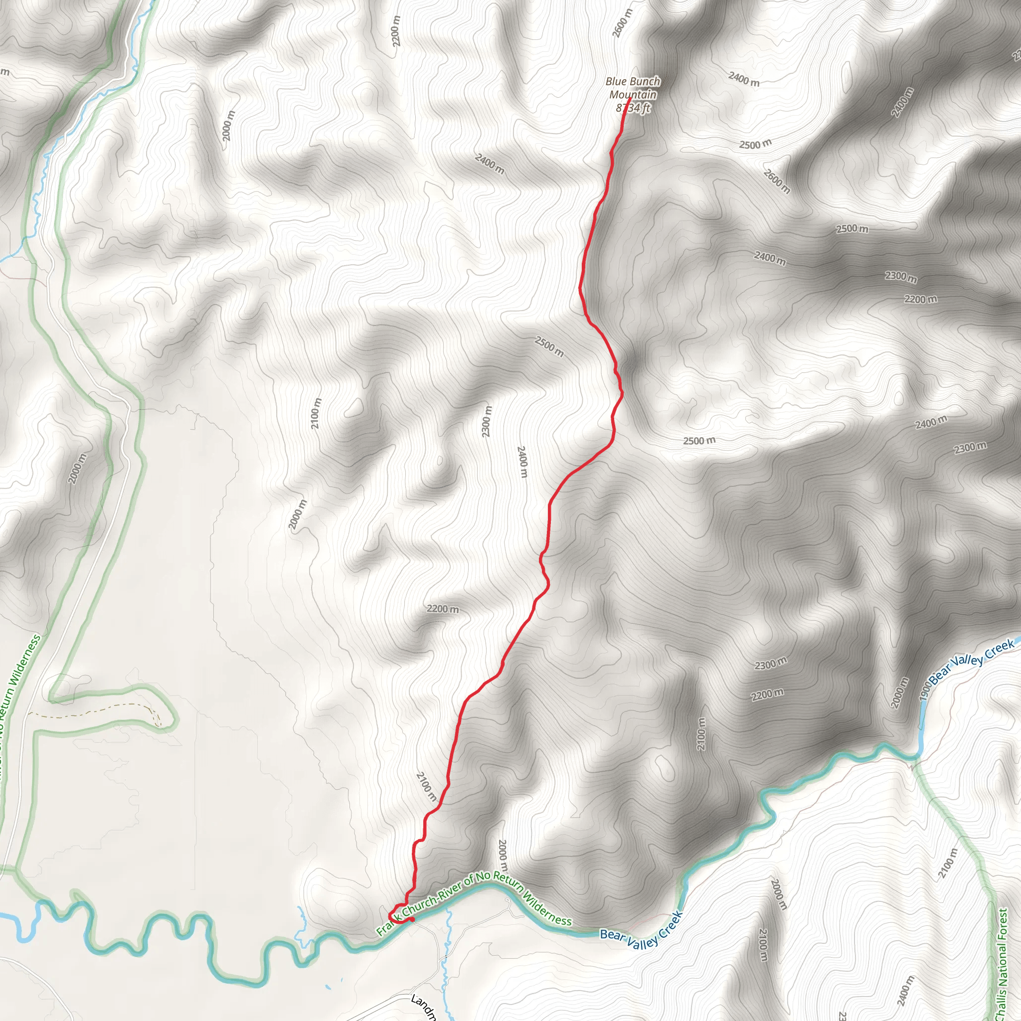 Blue Bunch Mountain Trail mobile static map