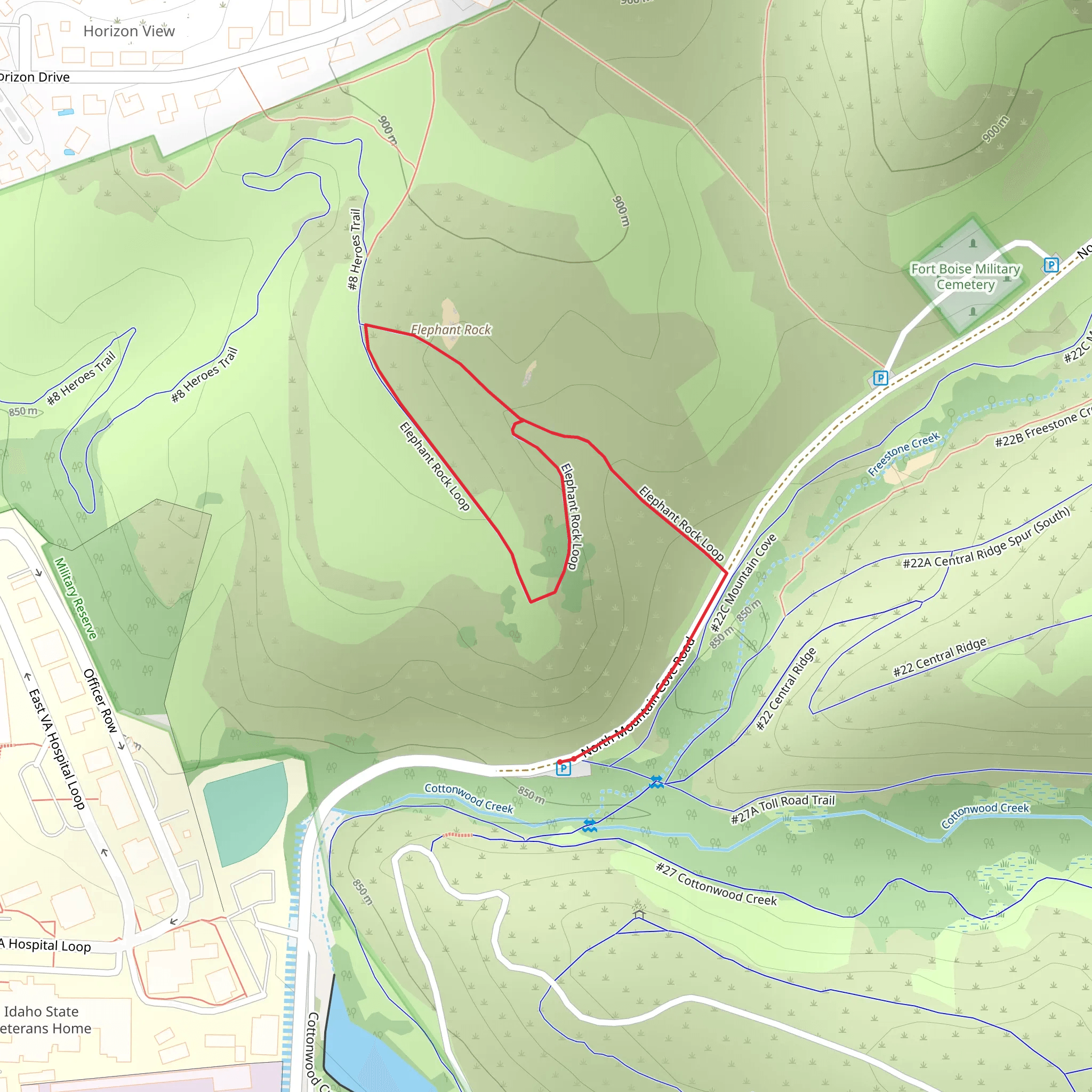 Elephant Rock Loop mobile static map