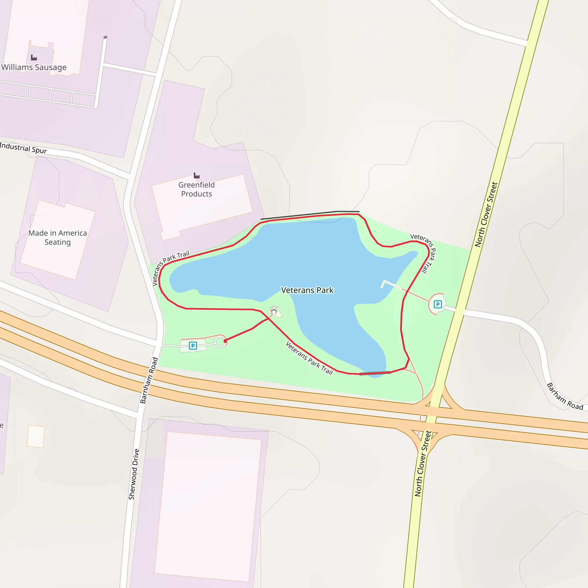 Veterans Park Lake Loop Trail mobile static map