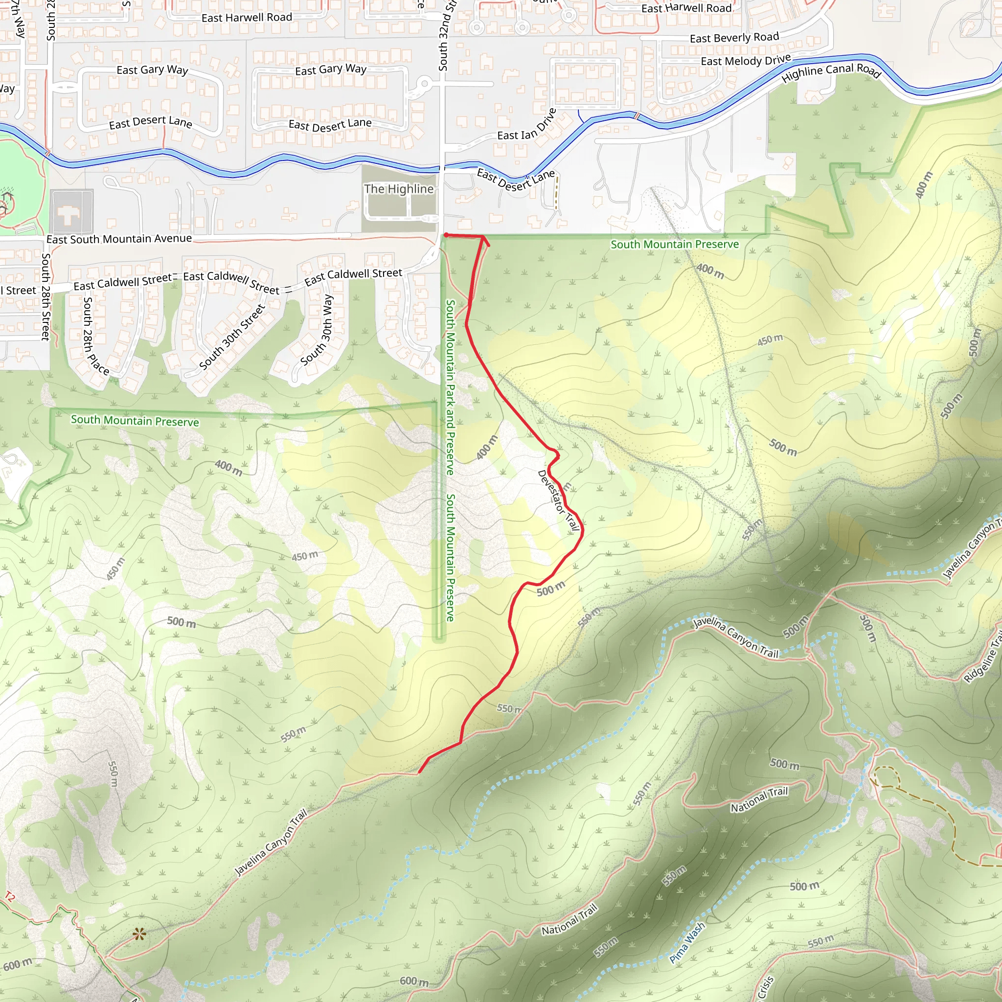 Devestator Trail Out and Back mobile static map