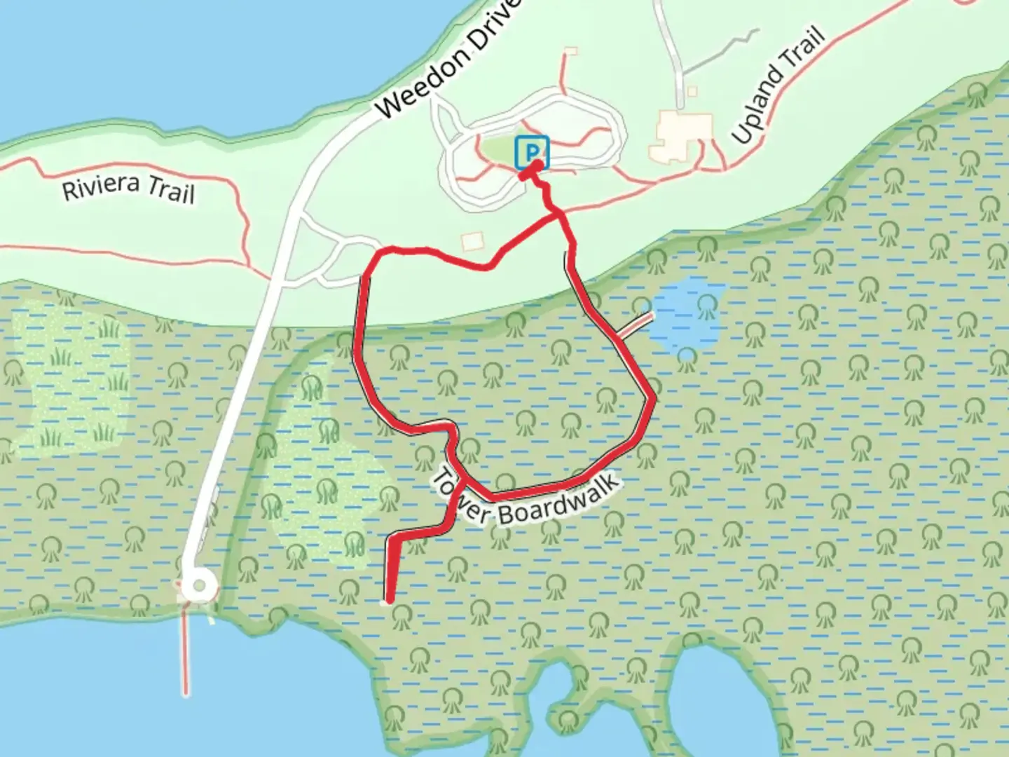 An image depicting the trail Weedon Drive Northeast Loop and its surrounding area.