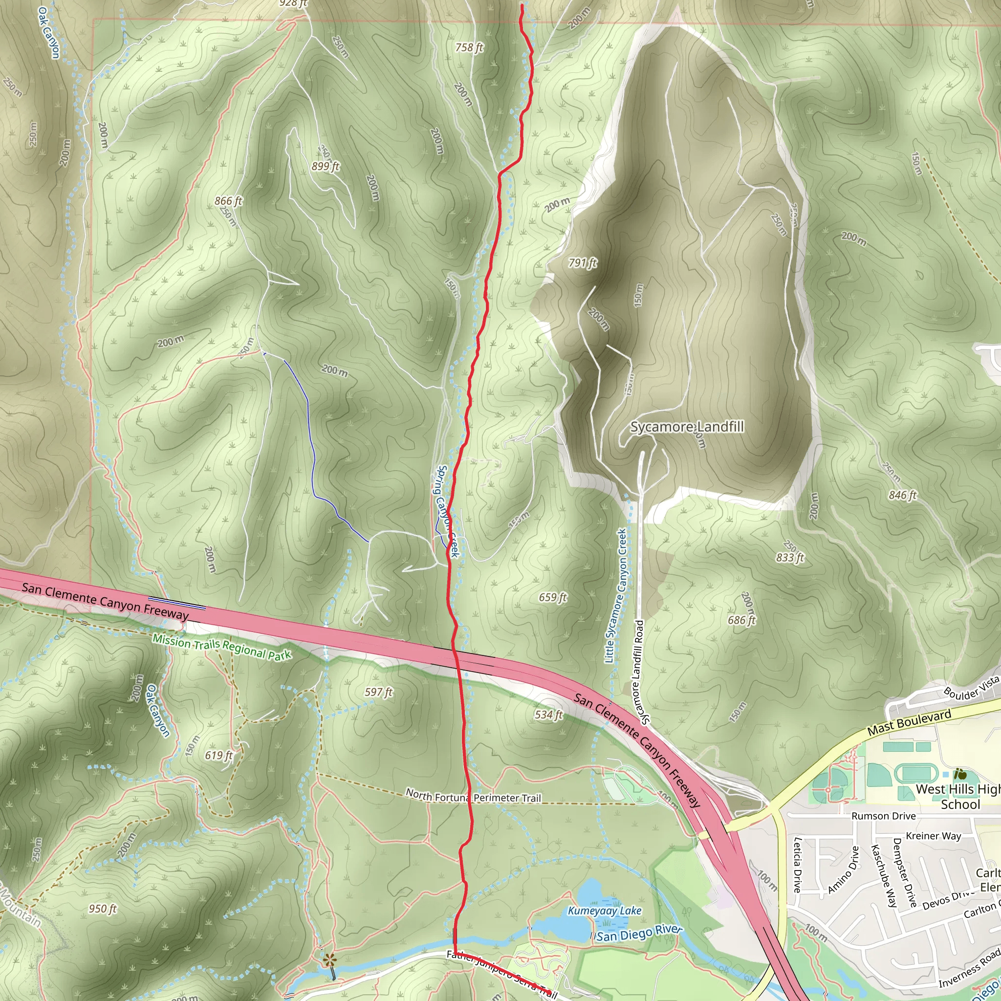 Walk along Spring Canyon Creek mobile static map