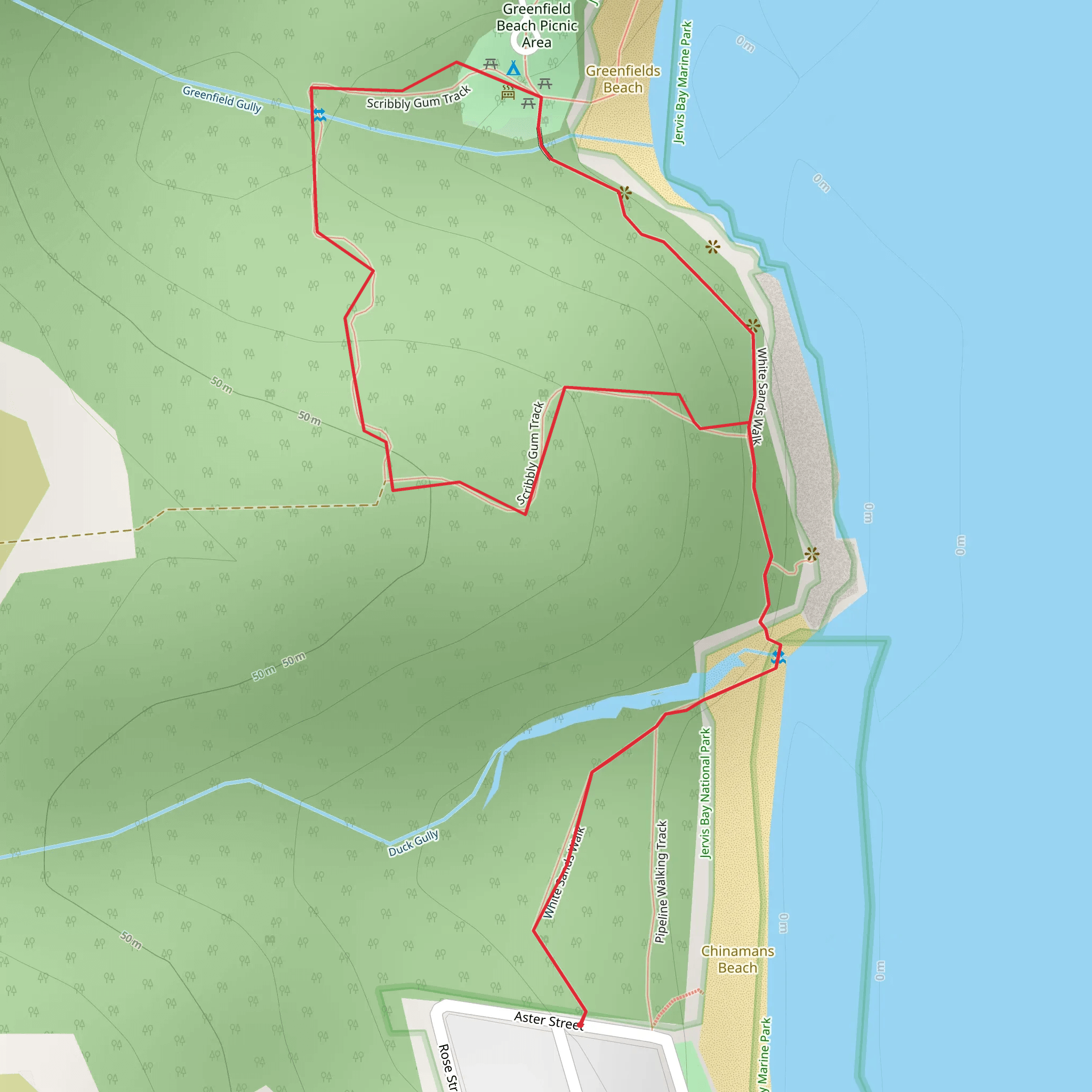 White Sands Walk and Scribbly Gum Track mobile static map