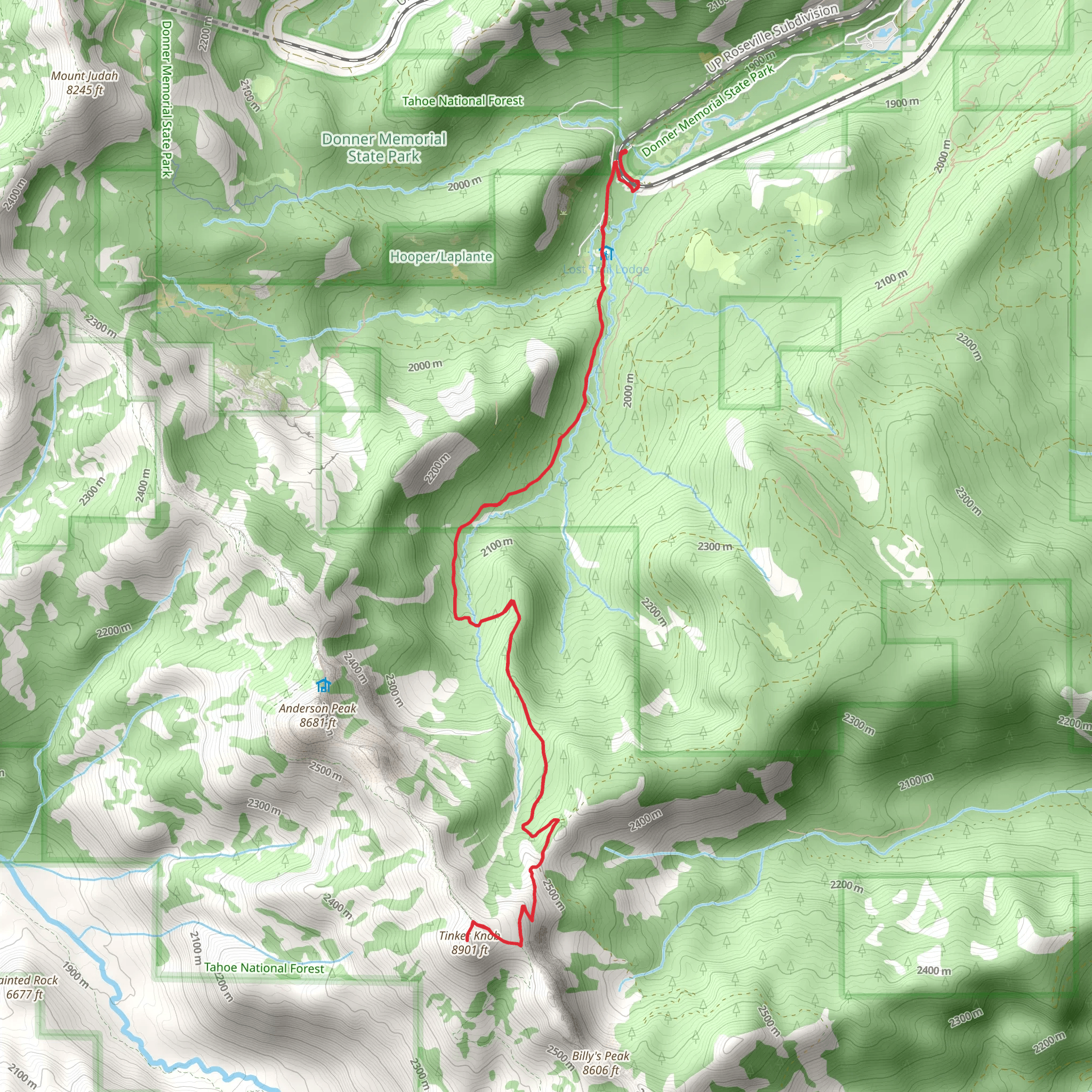 Tinker Knob via Cold Stream Trail mobile static map