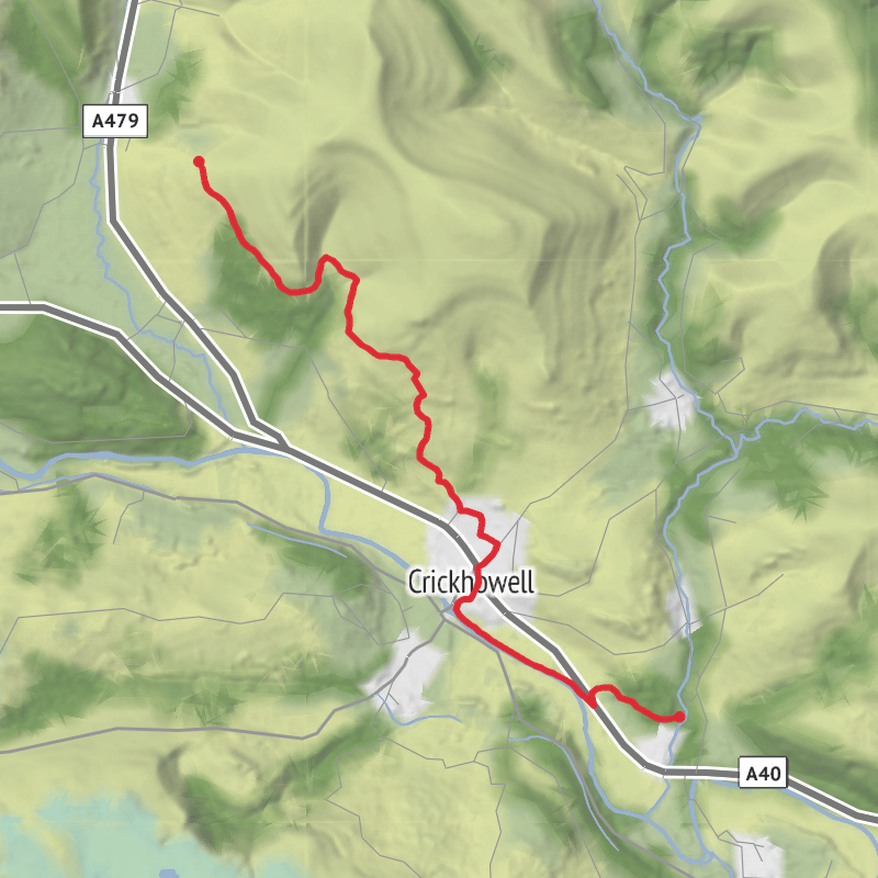A map preview of the recording Powys Walking.