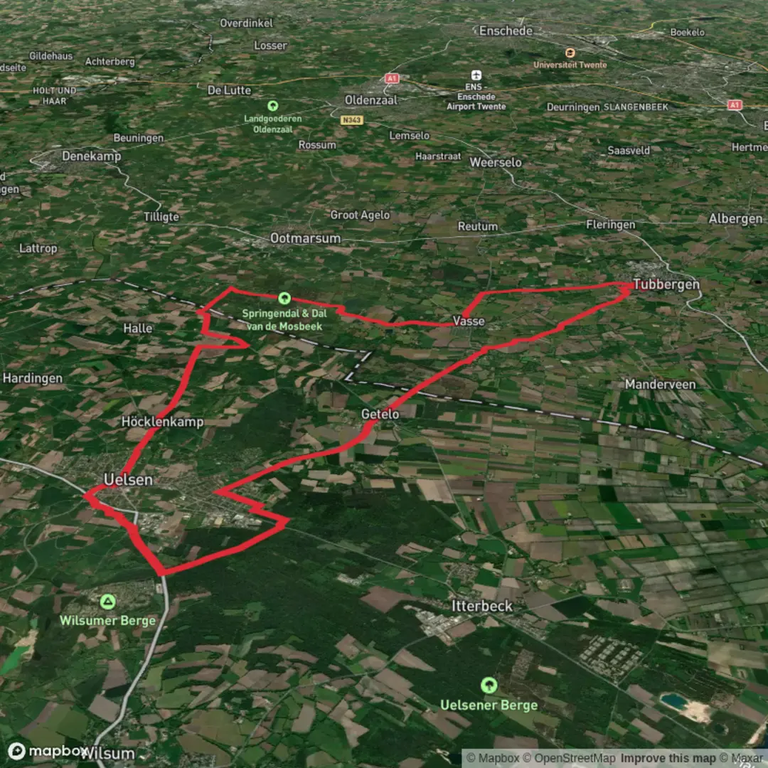 An image depicting the trail Manderheide and Hezingerveld Loop and its surrounding area.