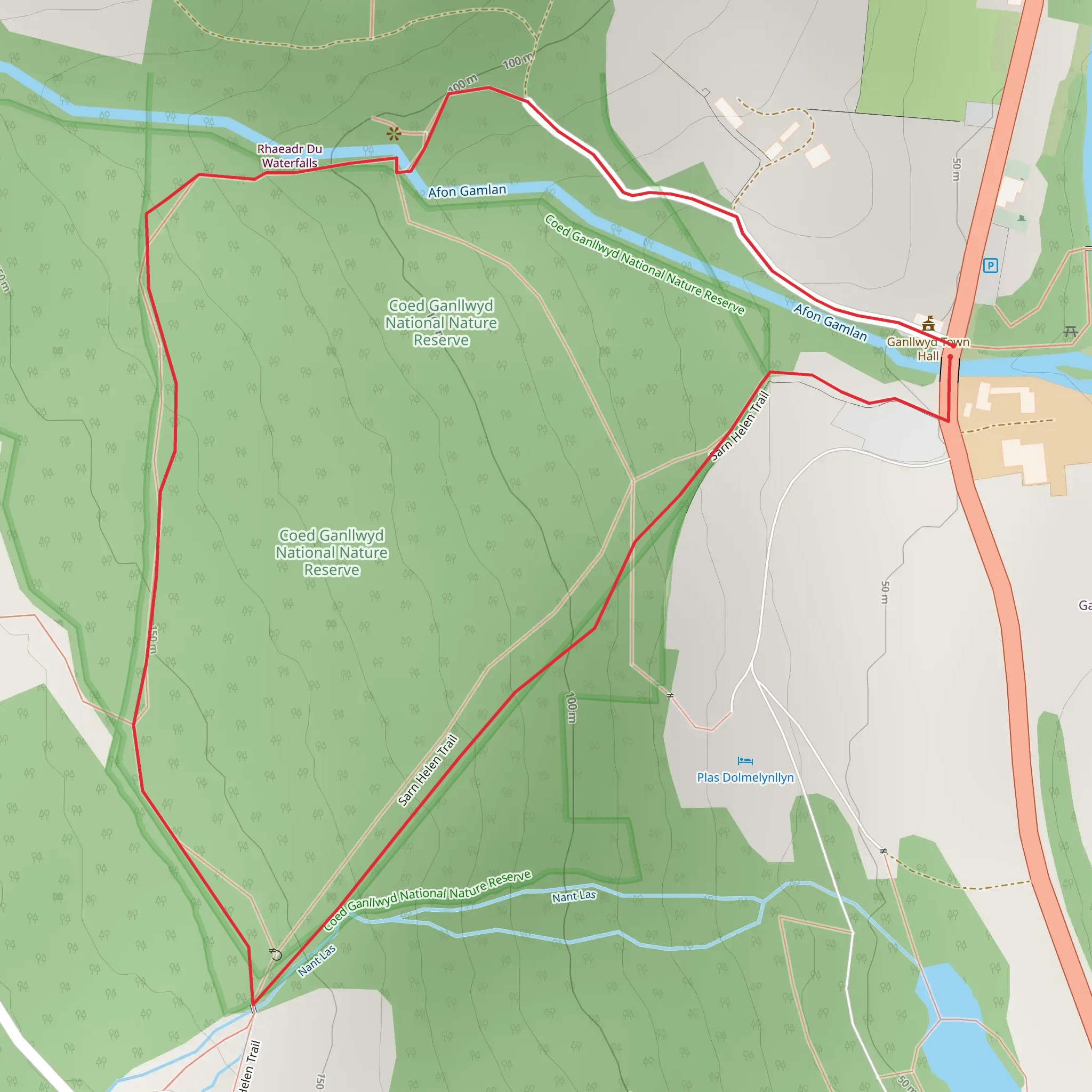 Rhaeadr Ddu and Coed Ganllwyd Walk mobile static map