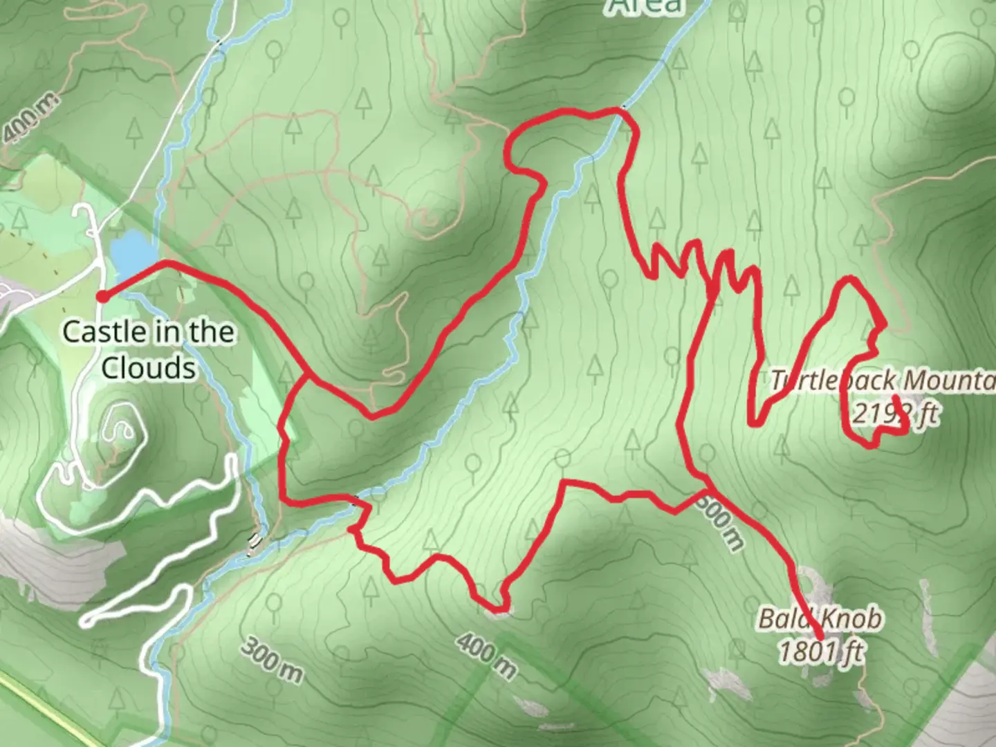 An image depicting the trail Turtleback Mountain Trail and Bald Knob Cut-off Trail Loop and its surrounding area.