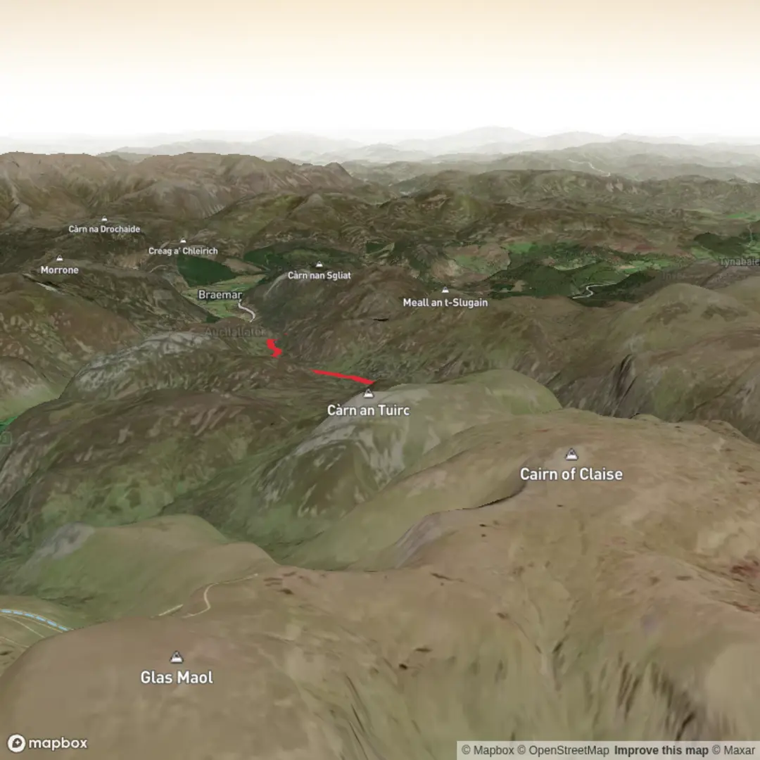 An image depicting the trail Loch Callater and Loch Kander from Auchallater and its surrounding area.