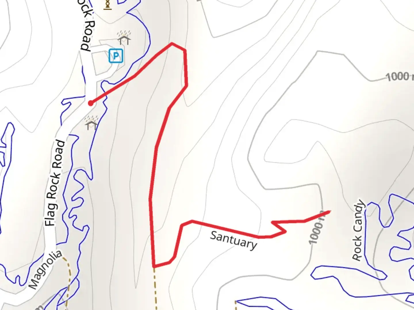 An image depicting the trail Santuary and its surrounding area.