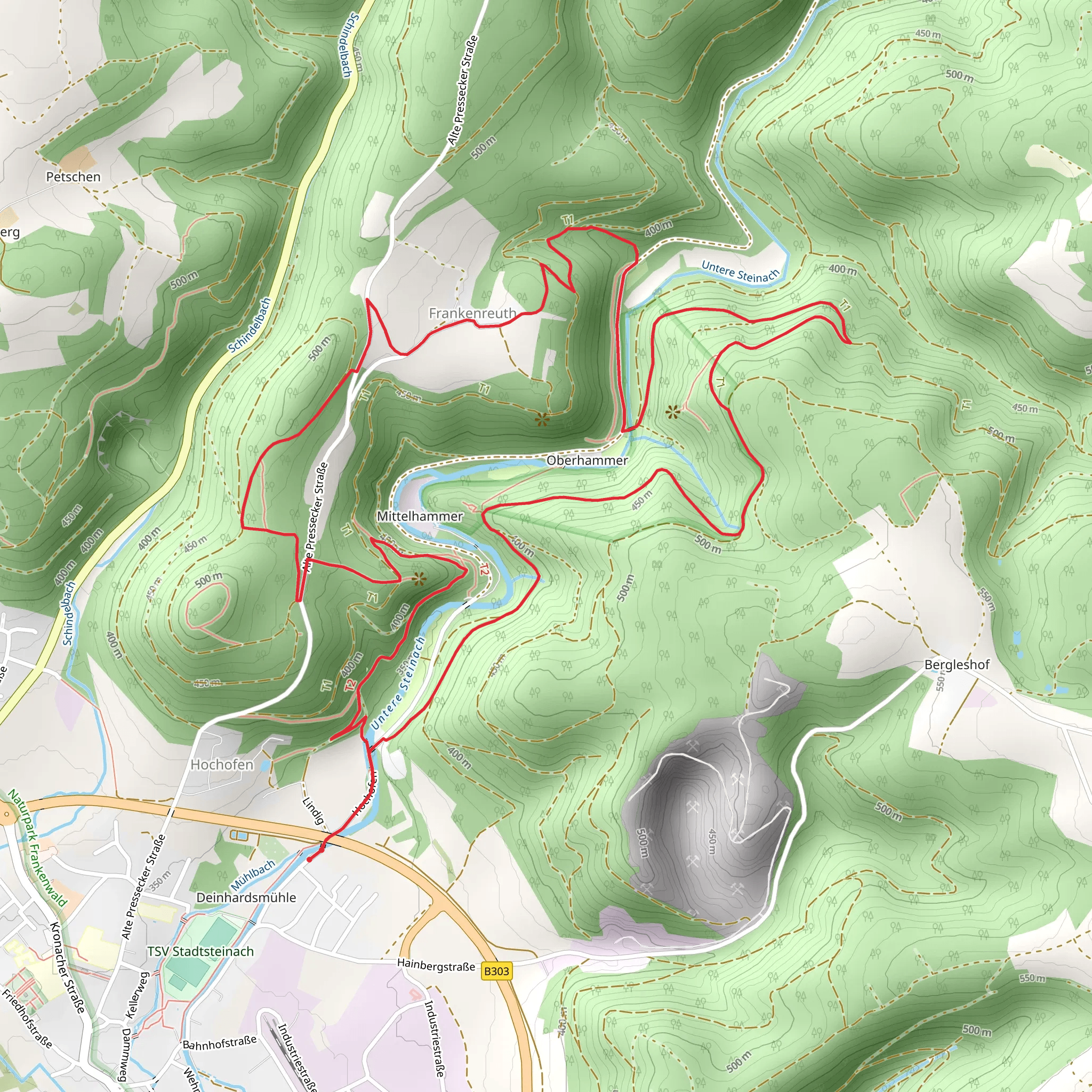 Geo Pfad Steinachtal and Gruenbuerg Weg mobile static map