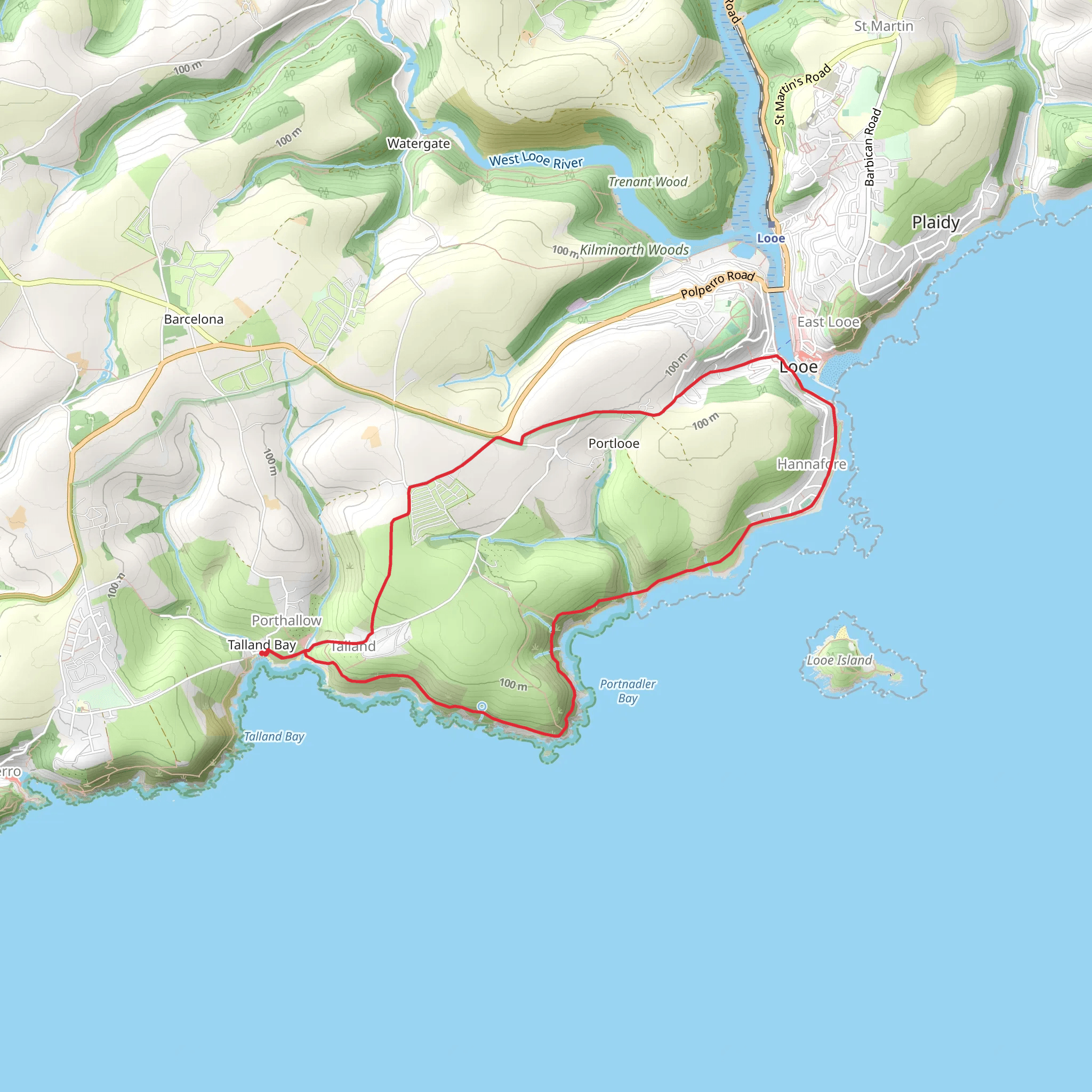 Talland Bay and Looe Walk mobile static map