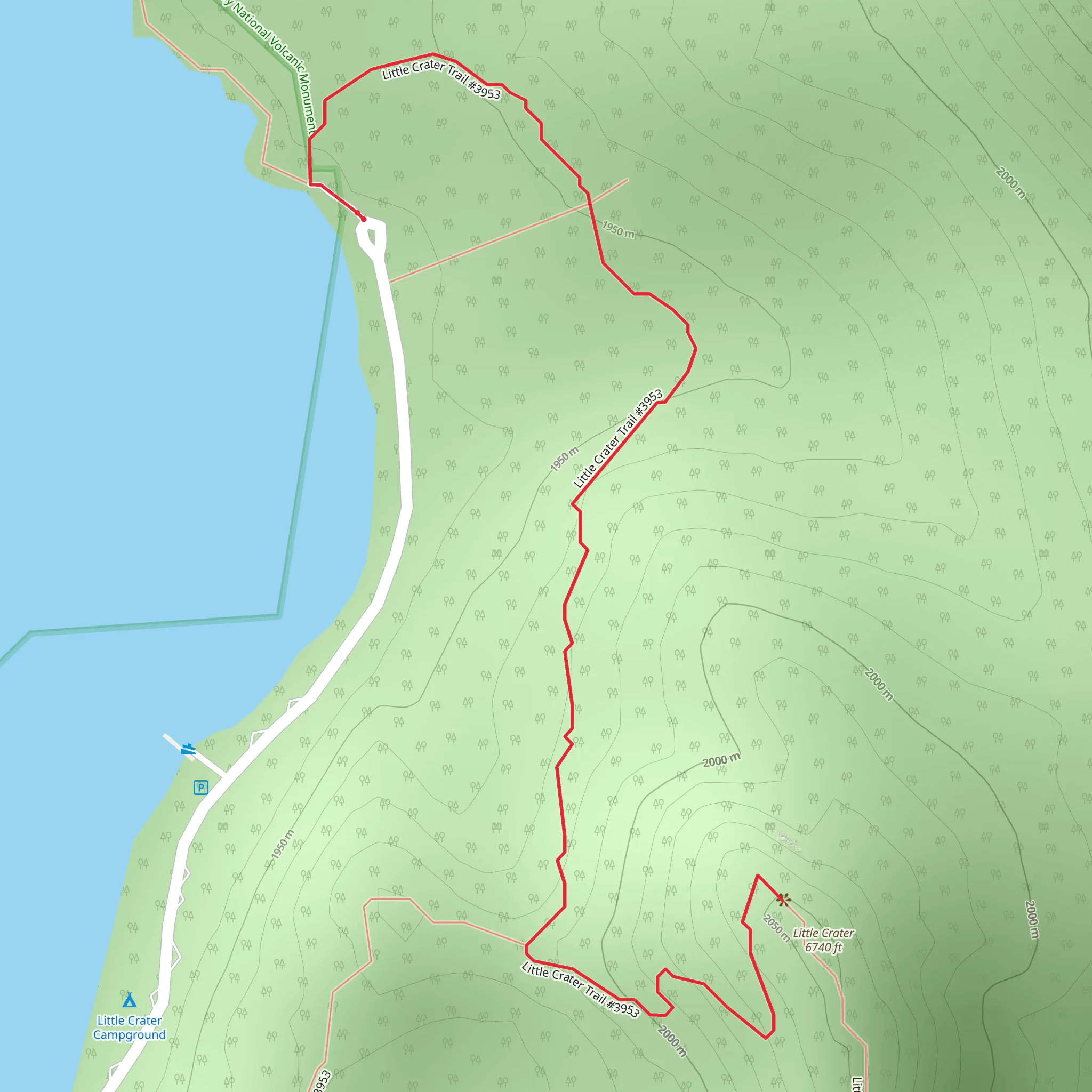 Little Crater Trail Out and Back mobile static map