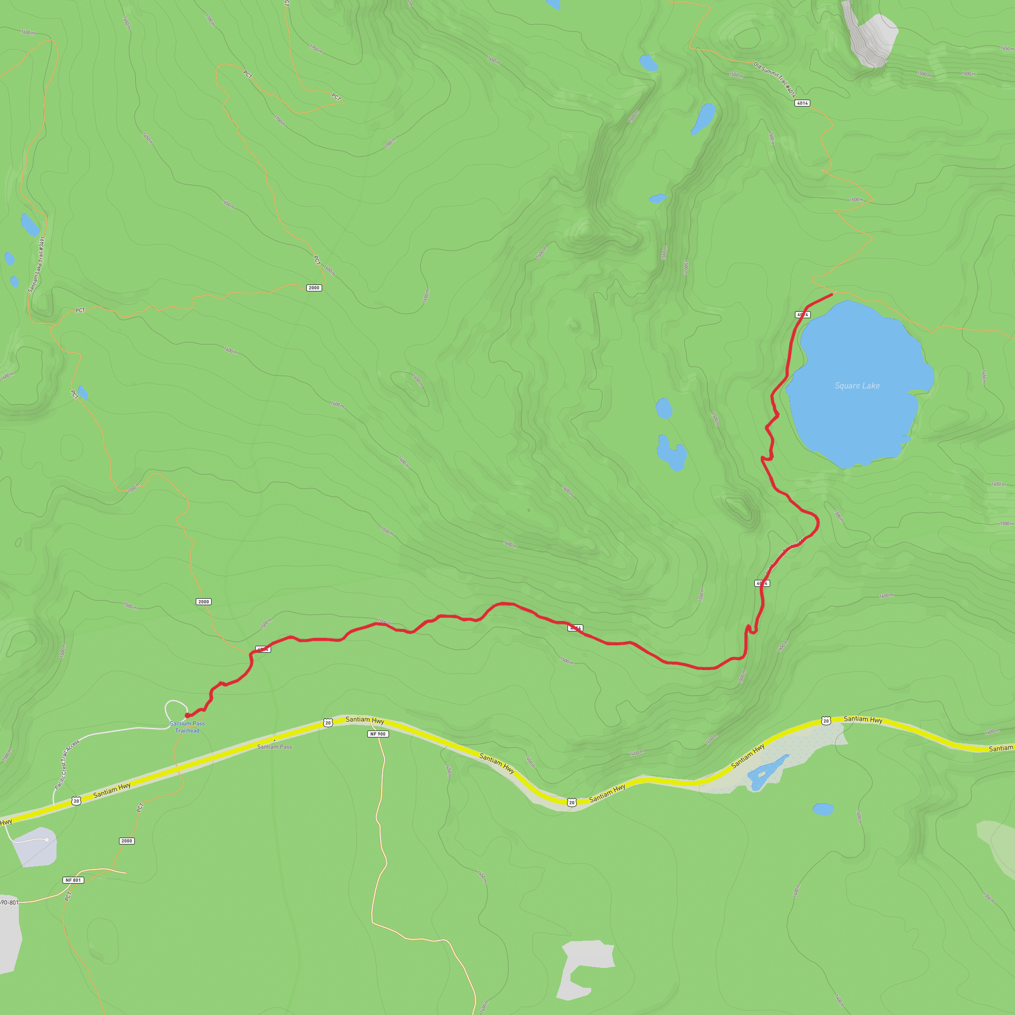 Square Lake via Old Summit Trail mobile static map