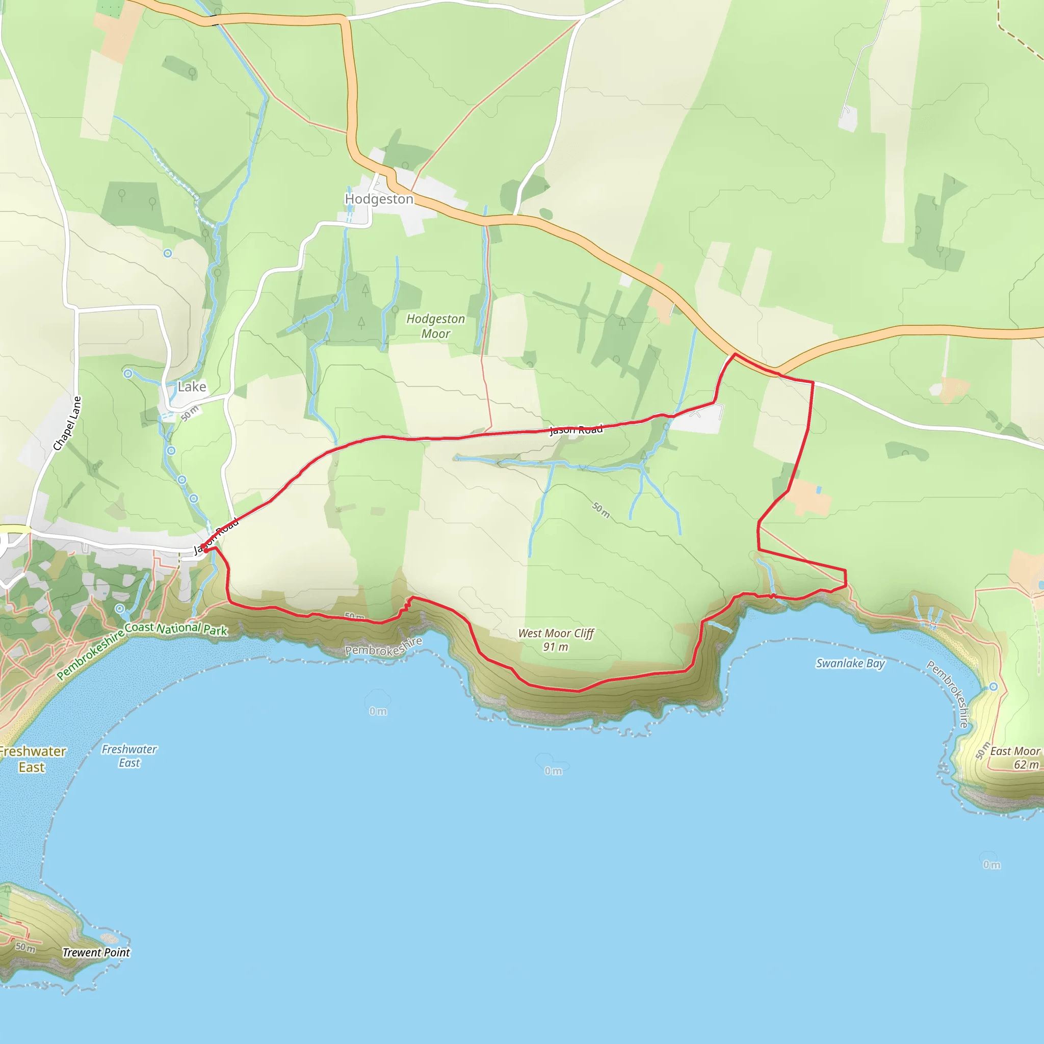 Freshwater East - Swanlake Bay mobile static map