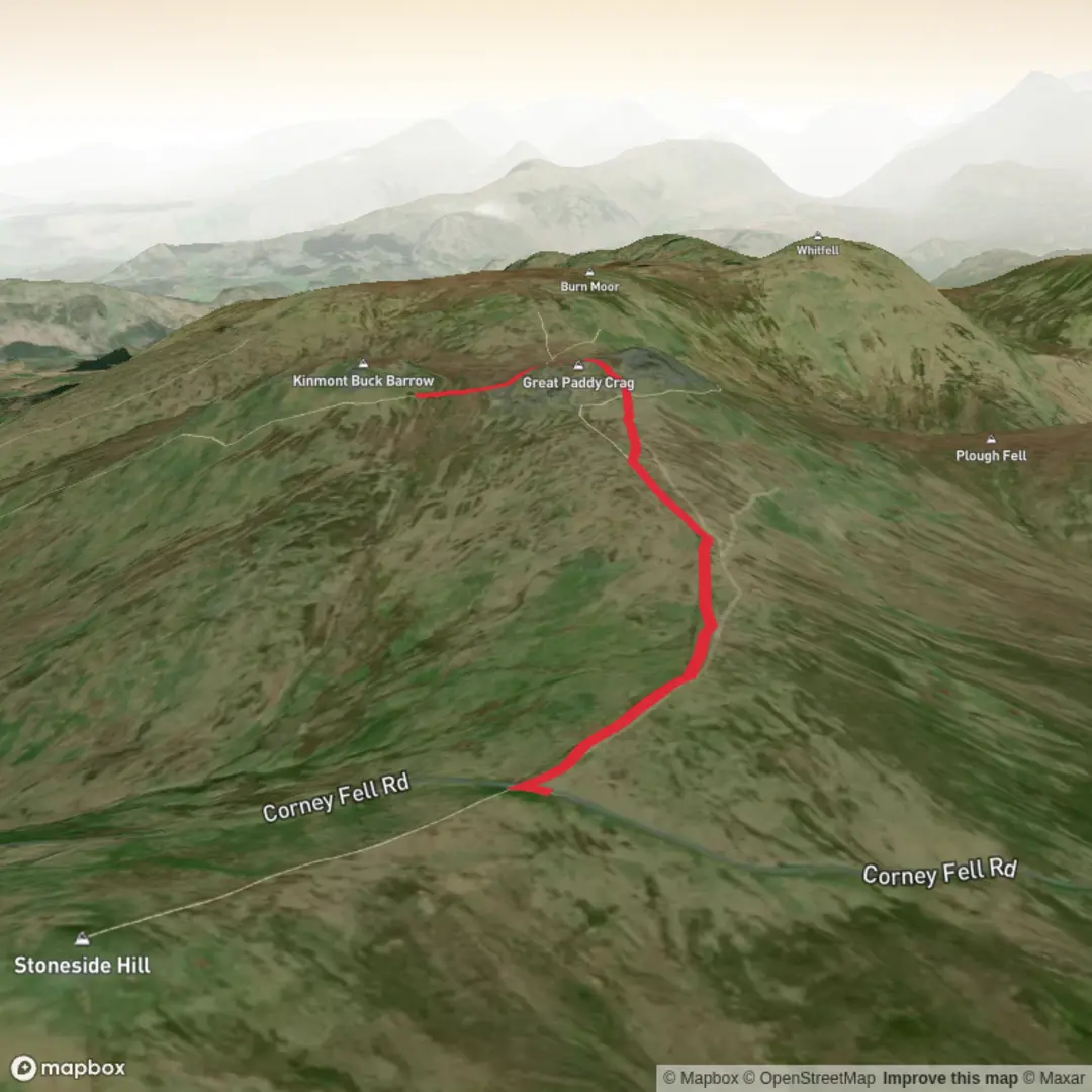 An image depicting the trail Buckbarrow from parking and its surrounding area.