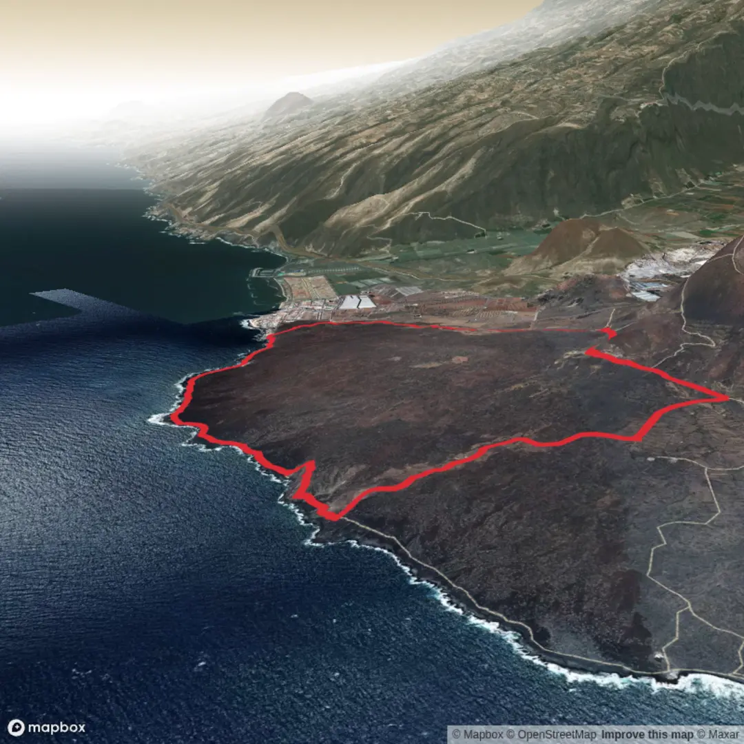 An image depicting the trail Malpaïs de Güimar and its surrounding area.