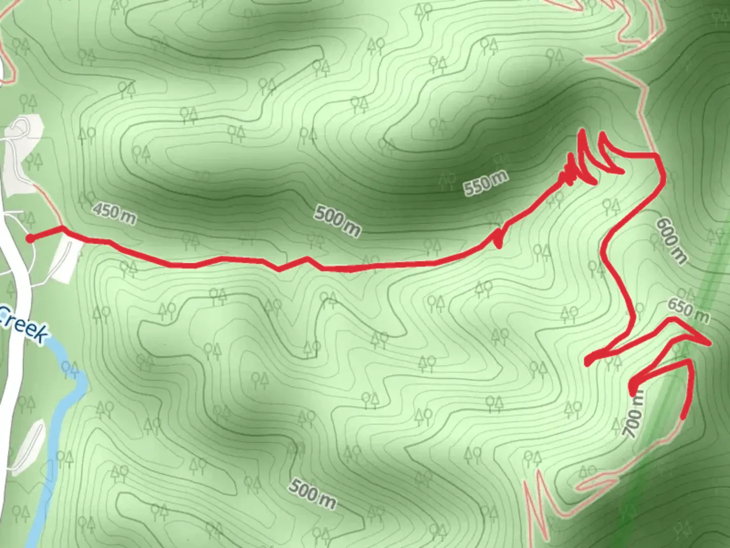 An image depicting the trail Beards Gap Trail Out and Back and its surrounding area.