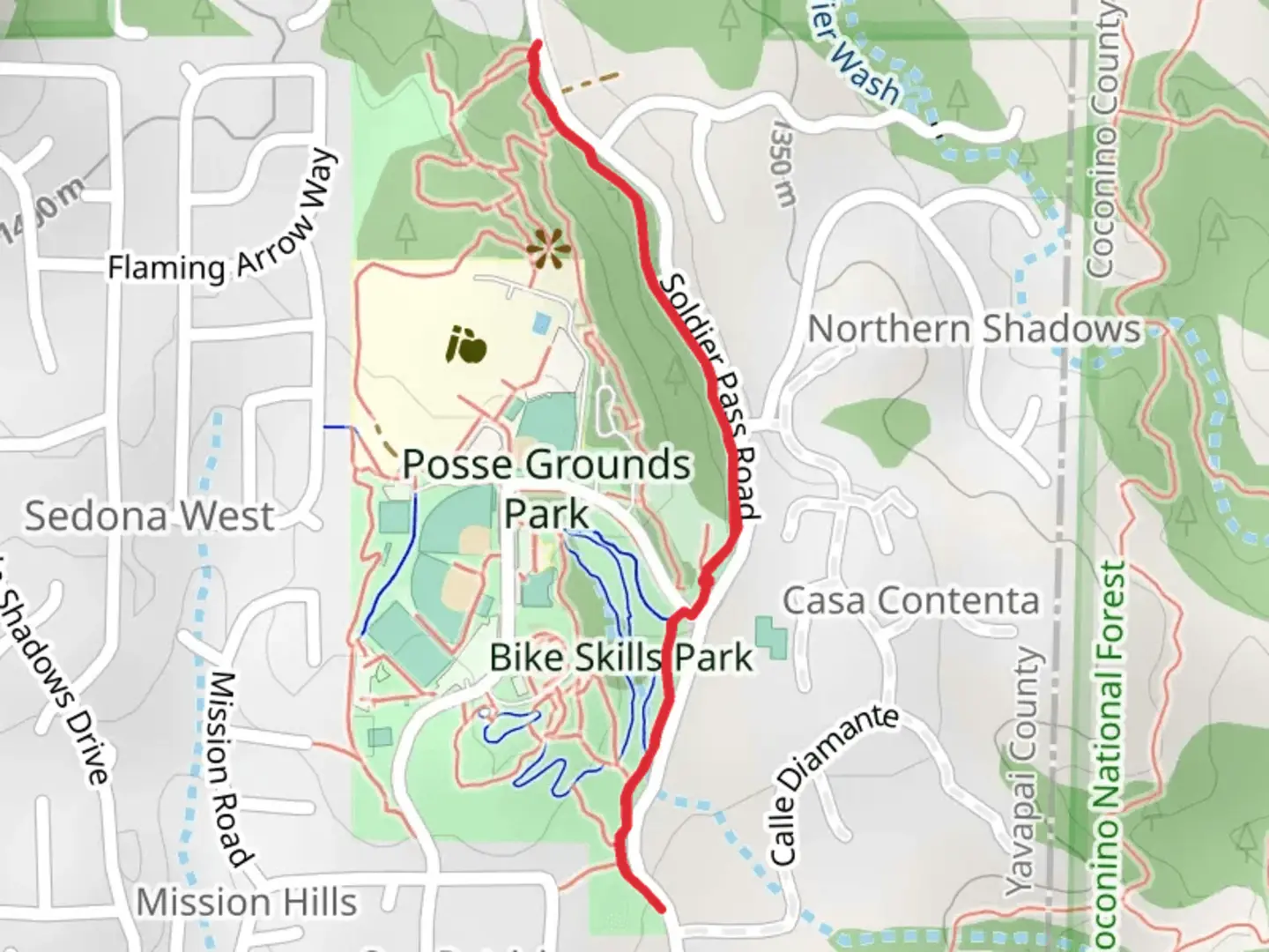 An image depicting the trail Sunrise Trail and its surrounding area.