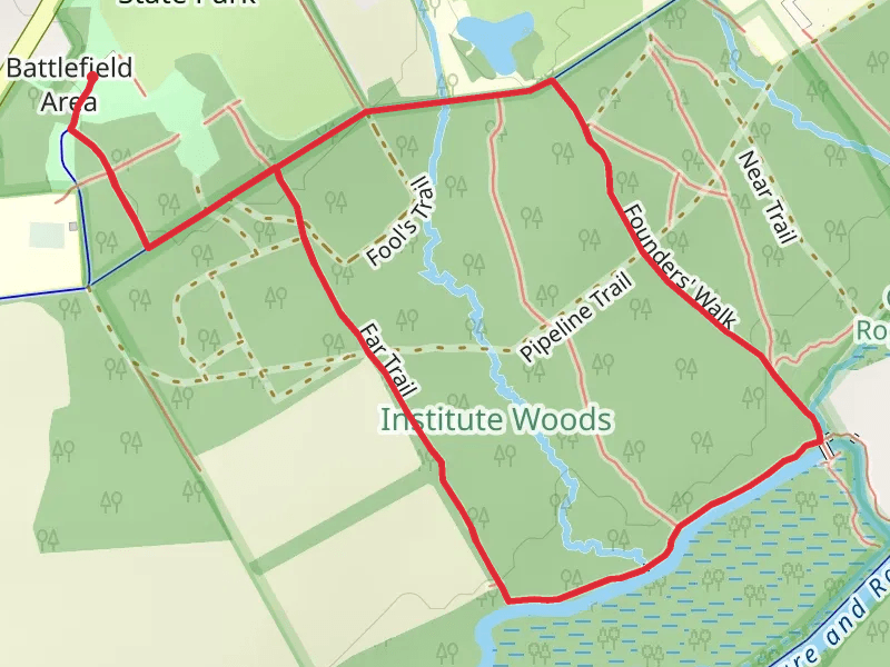 Trolley Track, Founders' Walk and Far Loop Trail