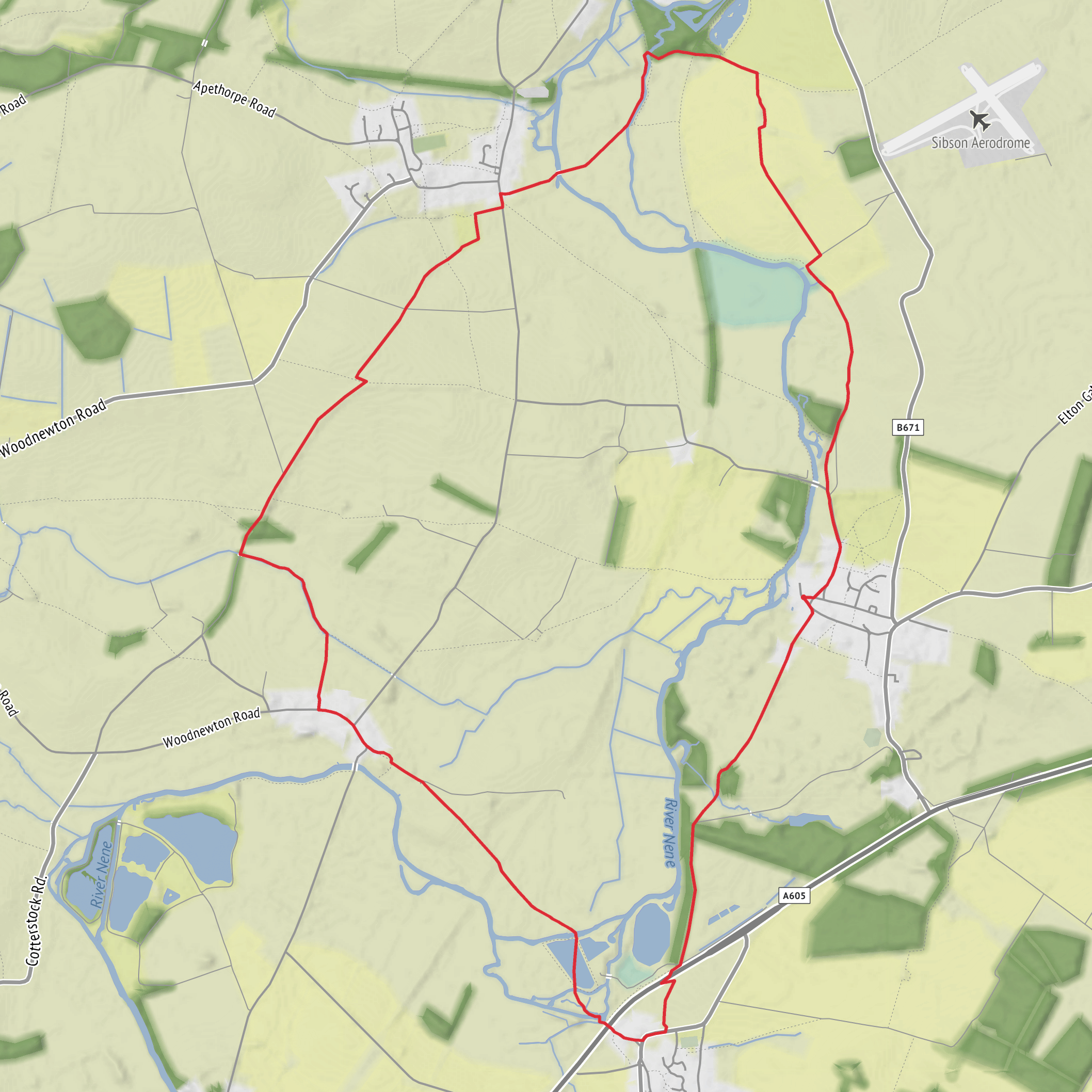Fotheringhay and Eaglethorpe Loop via Castle Hill mobile static map