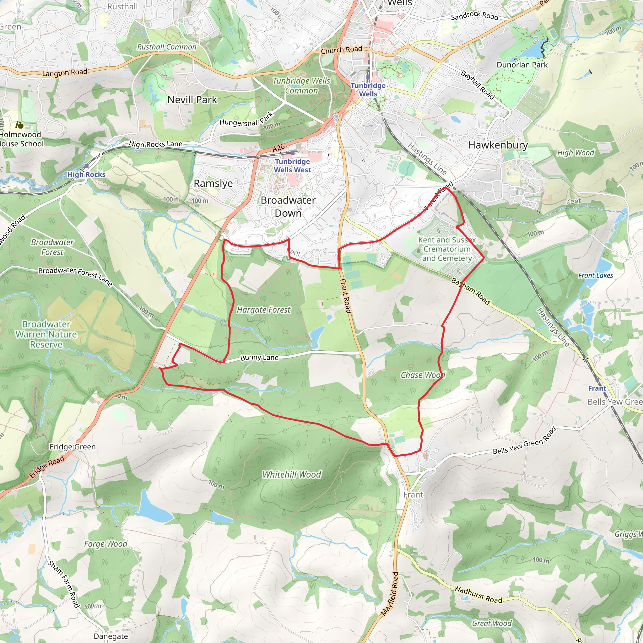 Frant North Loop mobile static map