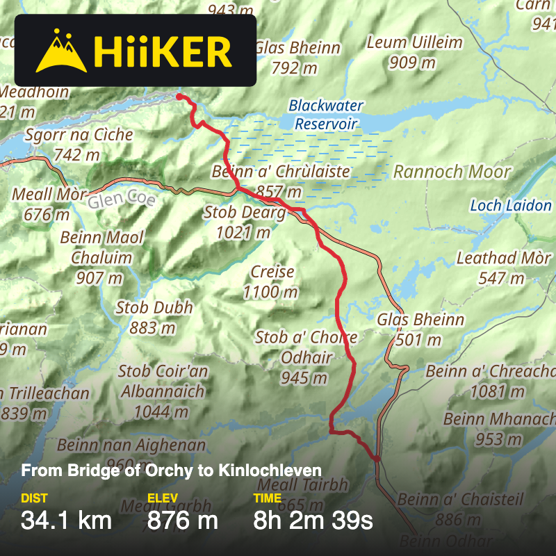 A map preview of the recording From Bridge of Orchy to Kinlochleven .