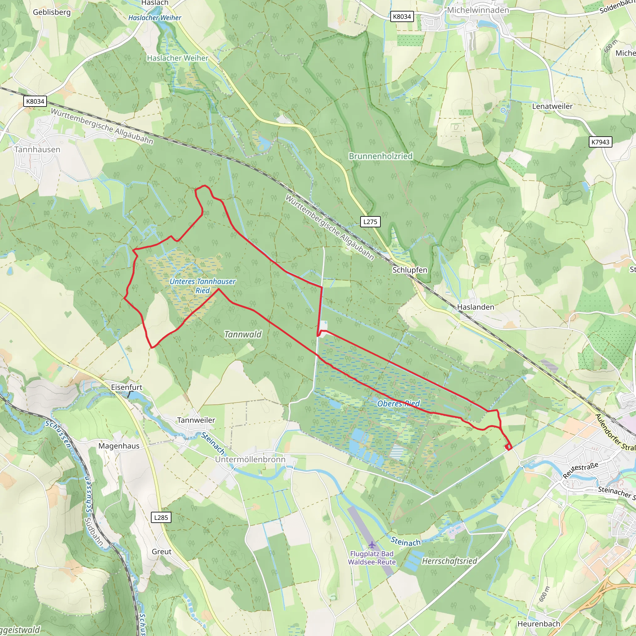 Riedmeckerles Weg and Wendern Aulendorf Loop mobile static map