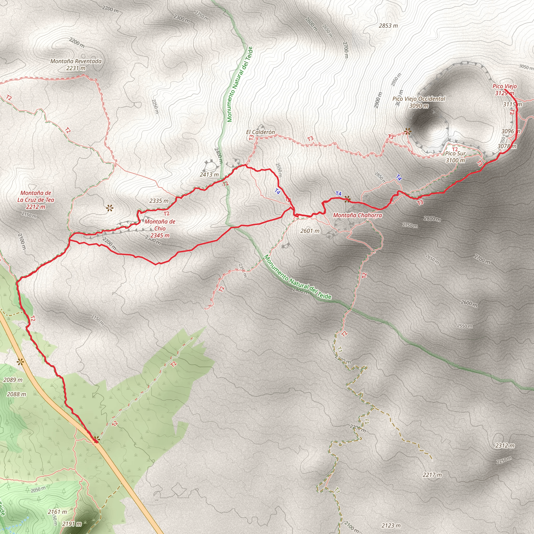 Pico Viejo Hike via Montaña de Chío mobile static map