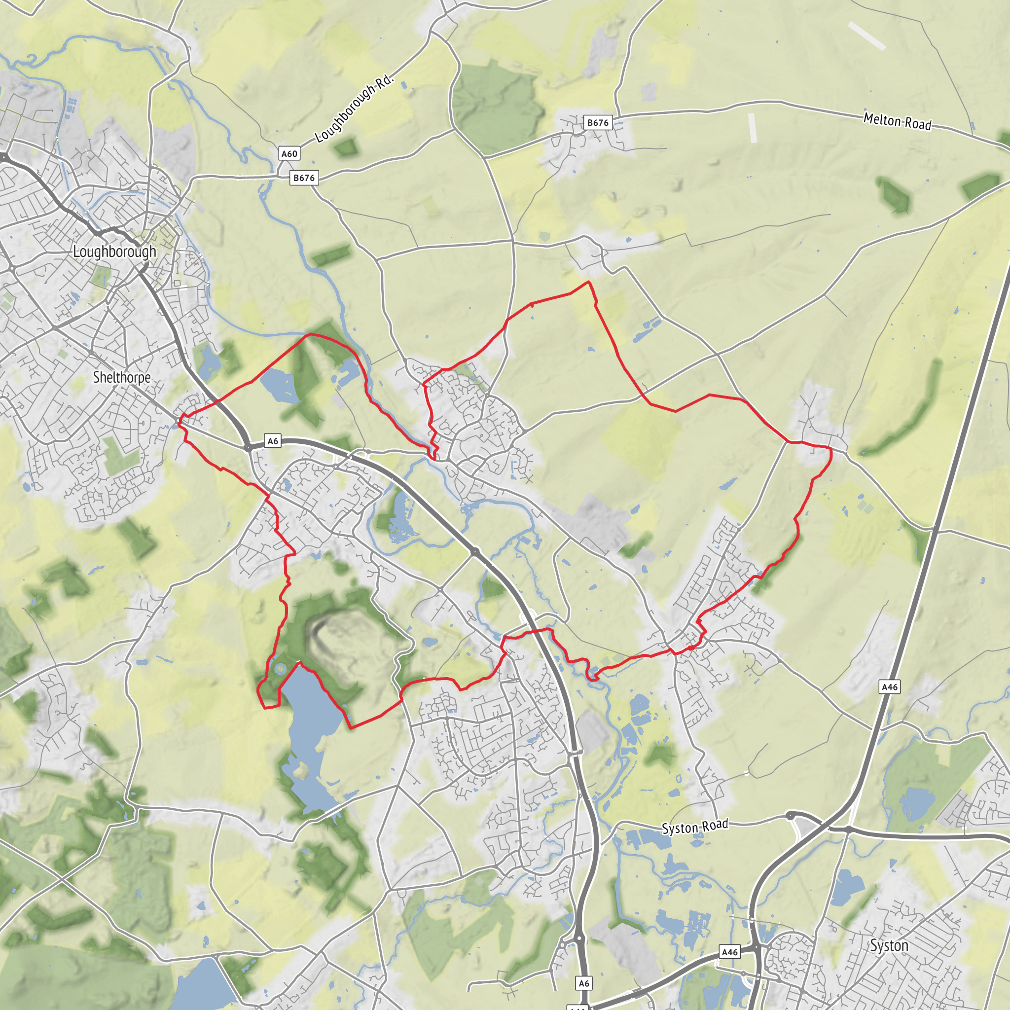 Brook Street Loop via Swithland Reservoir mobile static map