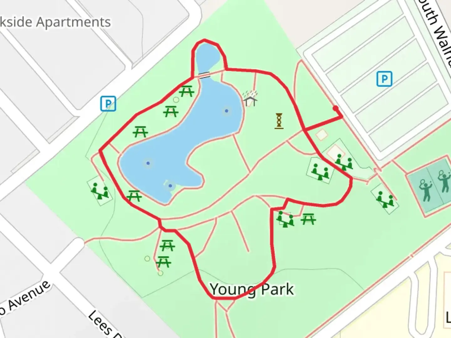 An image depicting the trail Young Park Loop and its surrounding area.