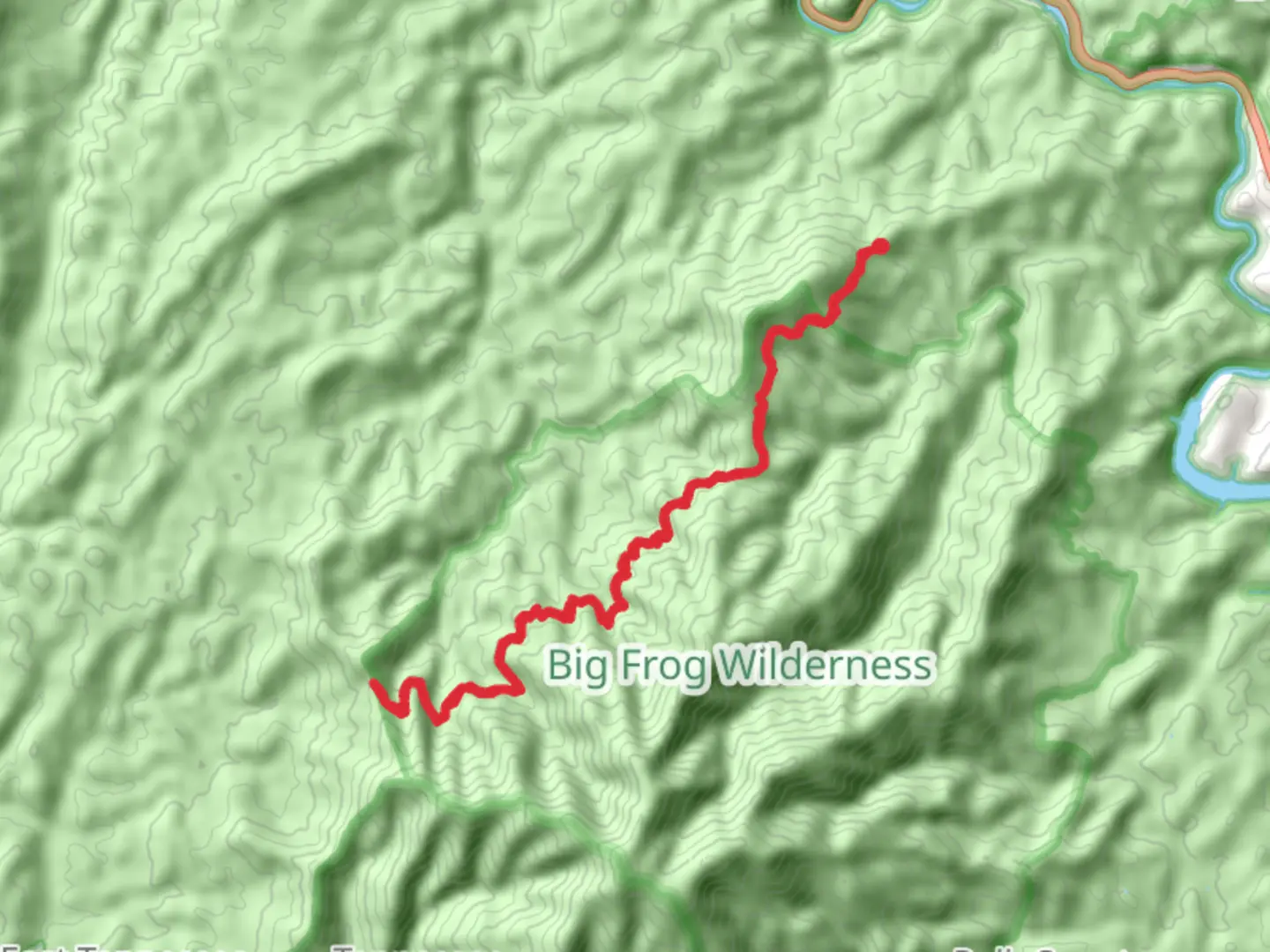 An image depicting the trail Bearpen Hill via Grassy Gap and its surrounding area.