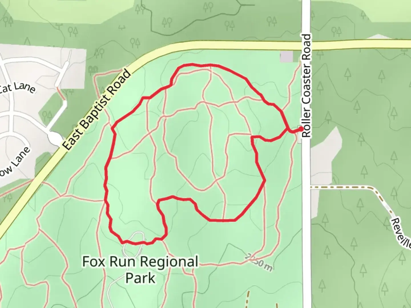 An image depicting the trail Roller Coaster Road Loop and its surrounding area.