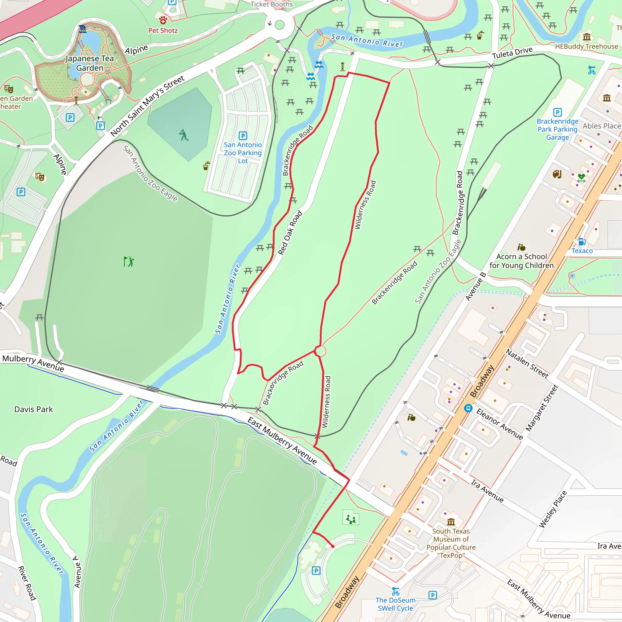 Wilderness Road and Brackenridge Road Loop mobile static map