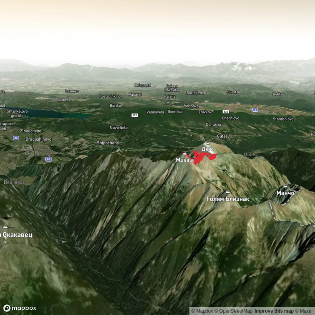 An image depicting the trail Musala from Borovets and its surrounding area.