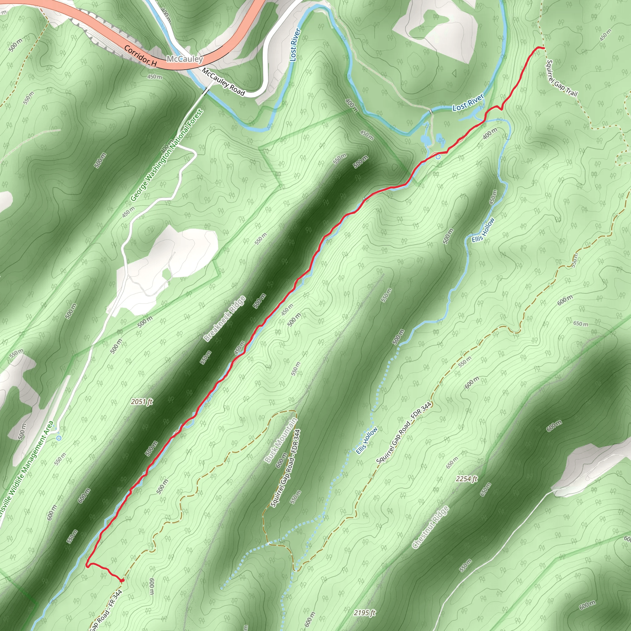 Brushy Hollow Trail mobile static map