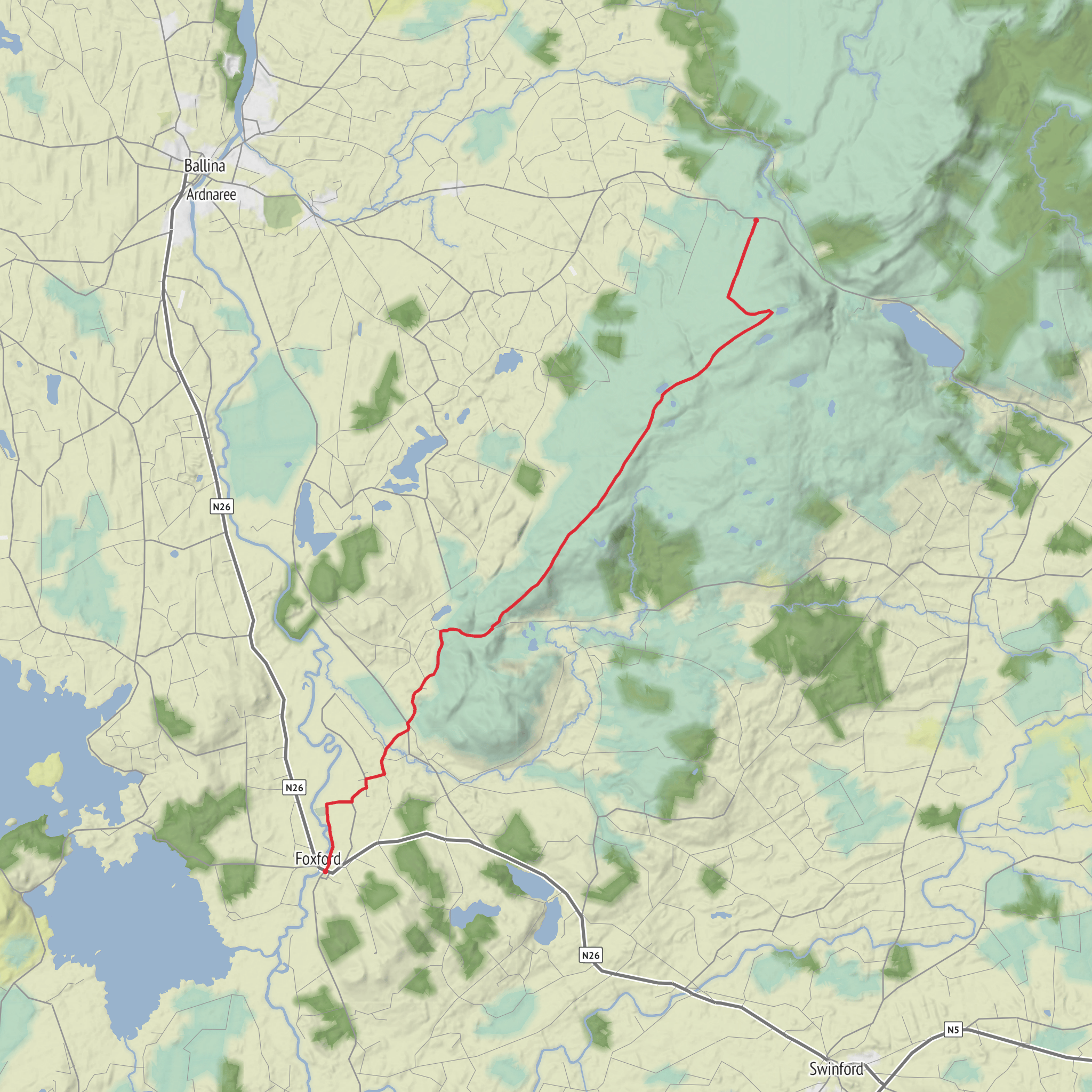 Ox Mountain Trail to Foxford mobile static map