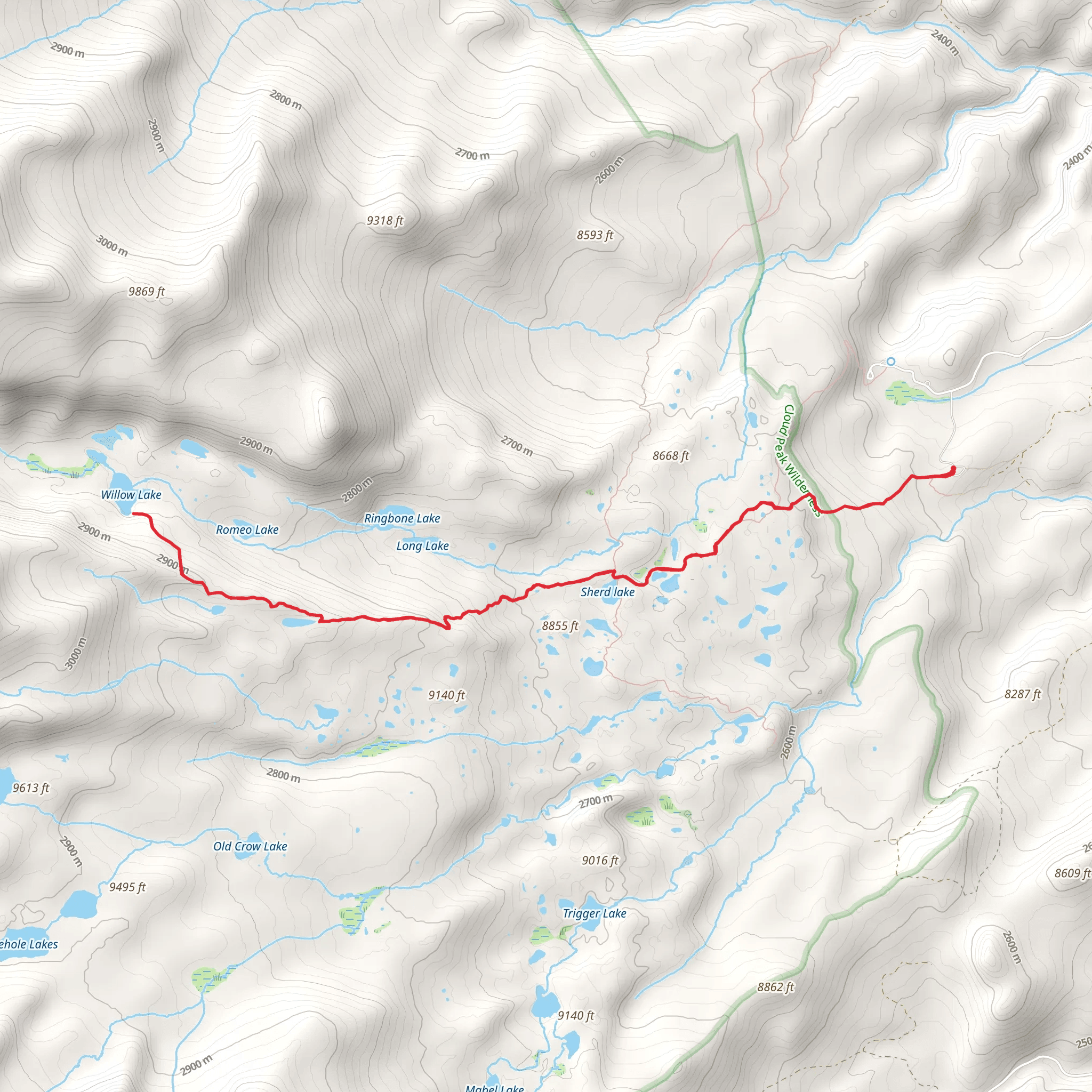 Willow Lake via Sherd Lake Trail mobile static map