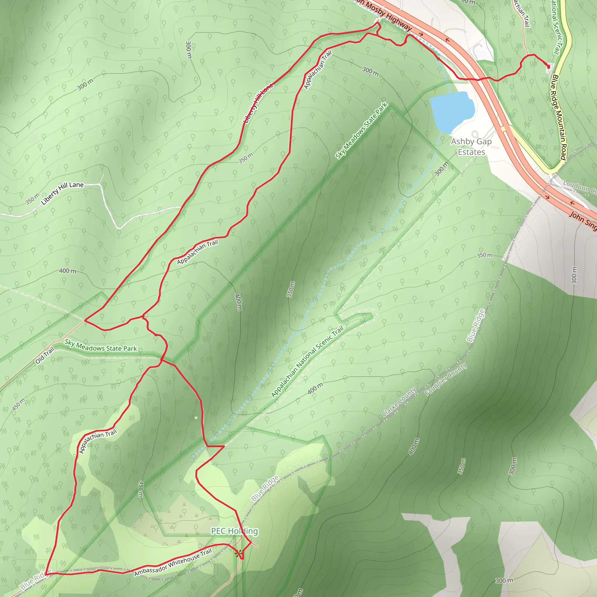Liberty Hill Lane and Appalachian Trail mobile static map