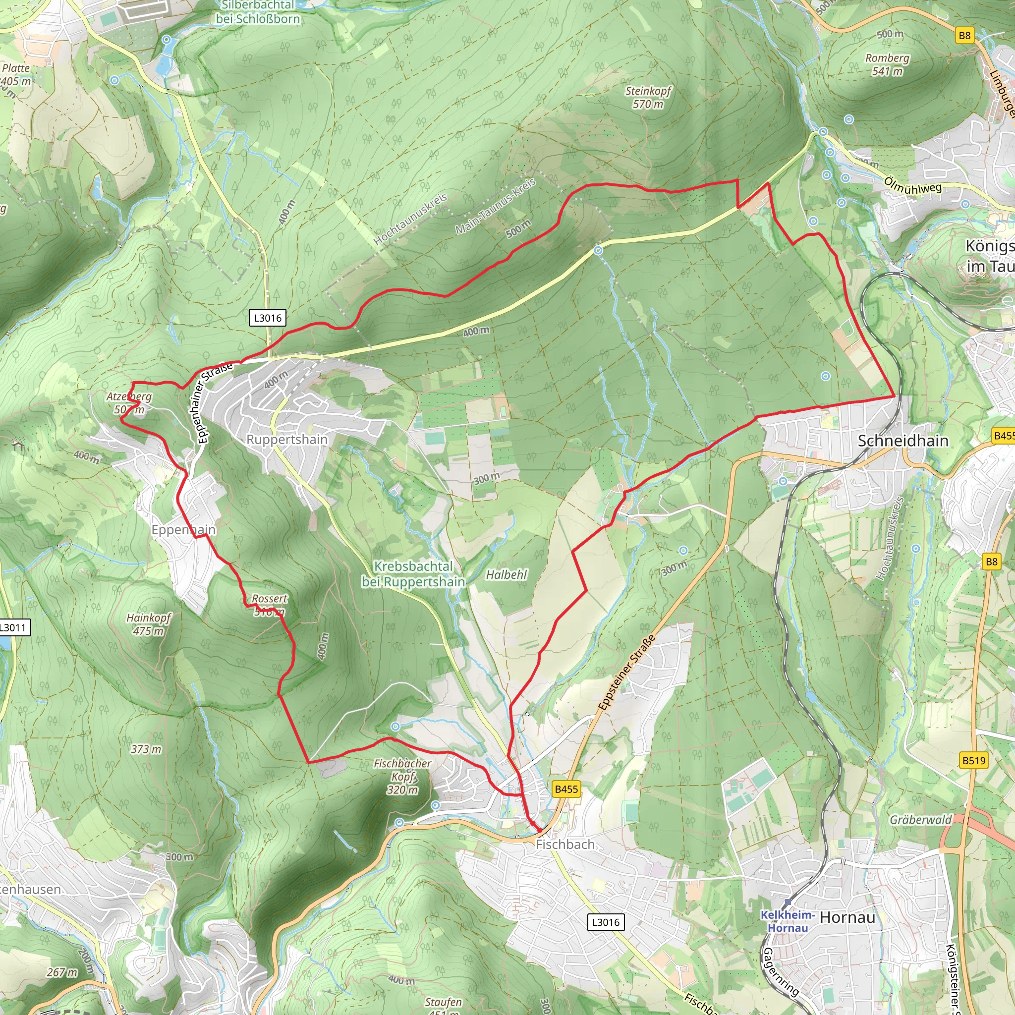 Krebsbachtal bei Ruppertshain and Atzelberg Loop mobile static map