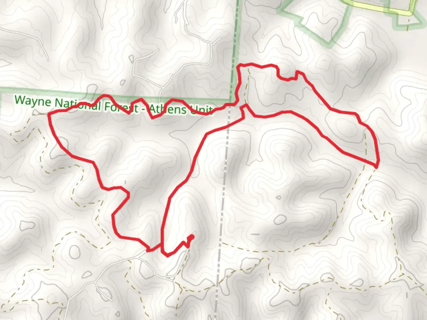 An image depicting the trail Door Run Loop and Timber Road Trail and its surrounding area.