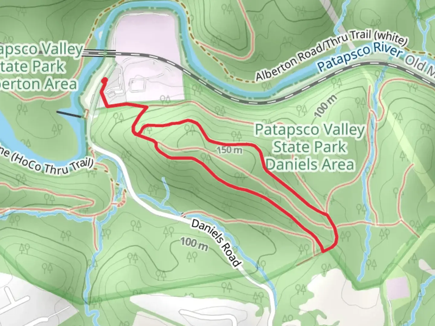 An image depicting the trail Church Loop 2 and 4 and its surrounding area.